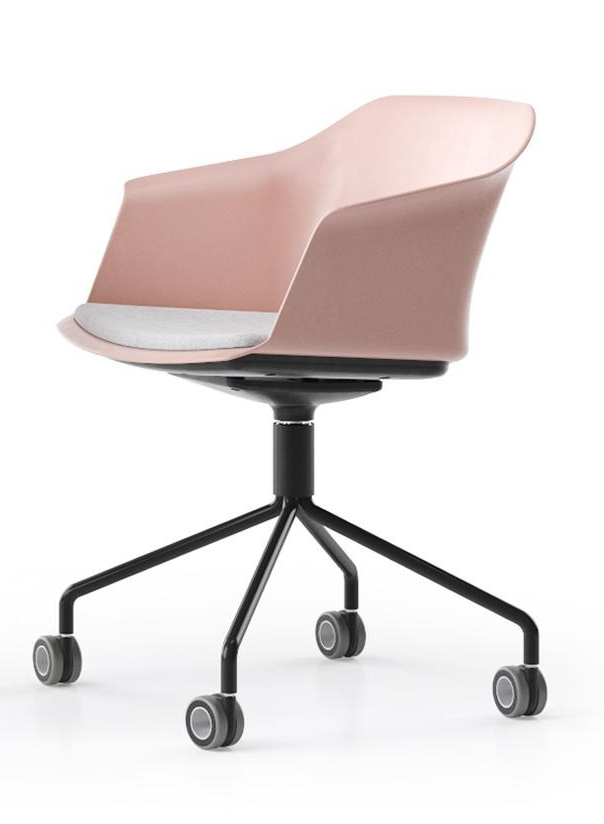Polytone C Visitor Chair w/Plastic Shell & Pyramid Type Powder-Coated Wire Steel Base w/Hollow Castors