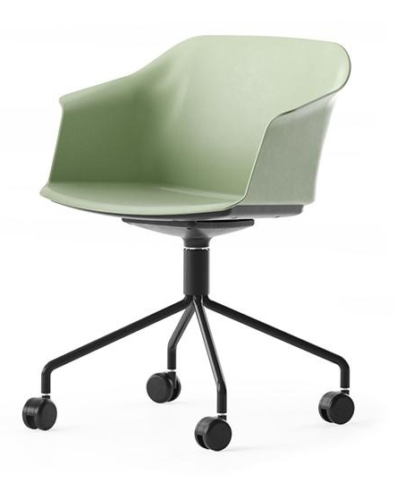 Polytone C Visitor Chair w/Plastic Shell & Pyramid Type Powder-Coated Wire Steel Base w/Full Castors