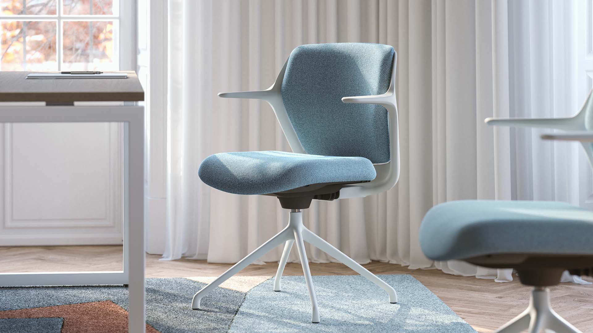 Ofy Office Visitor Swivel Chair w/Non-Adjustable Armrests, Grey Frame