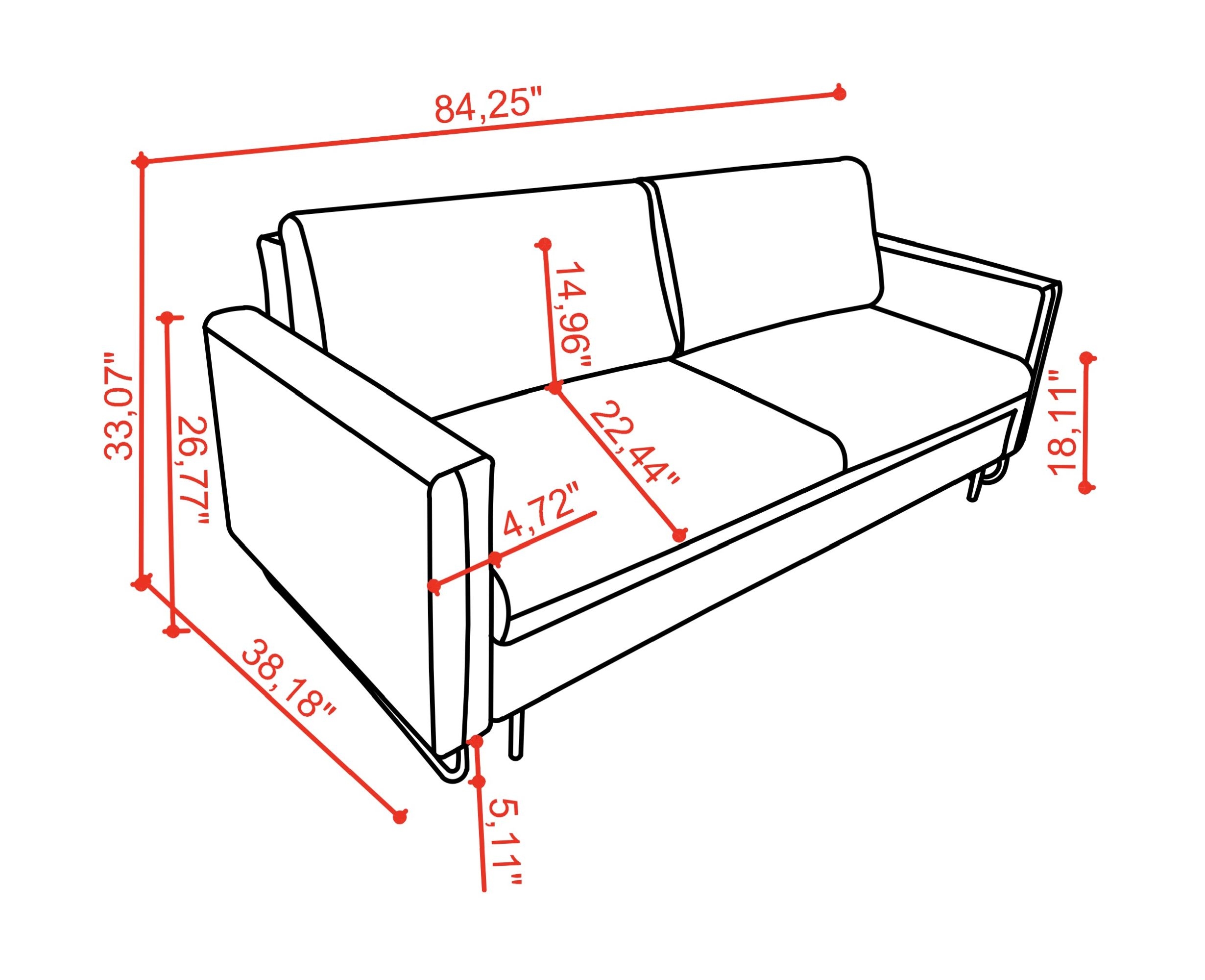 SM Volare Fabric Storage Sleeper Sofa