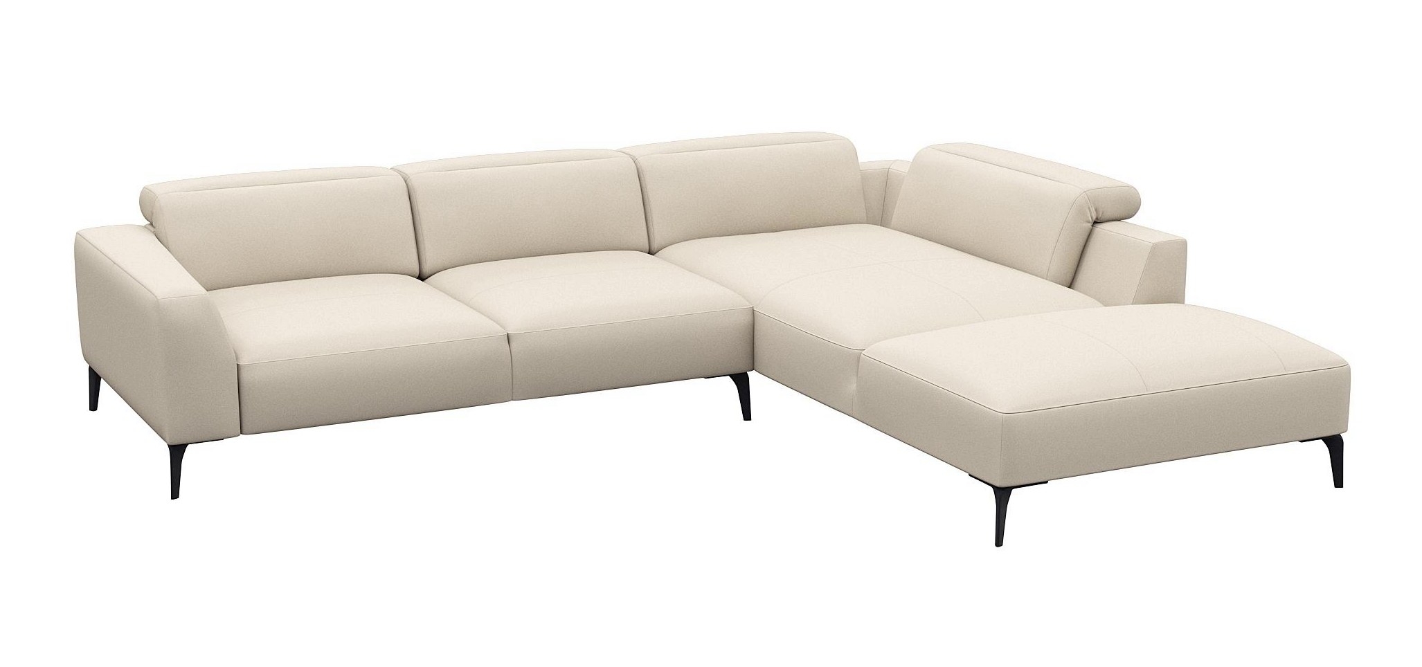 Luzzi 116" Premium Italian Leather Right Arm Chaise Sectional