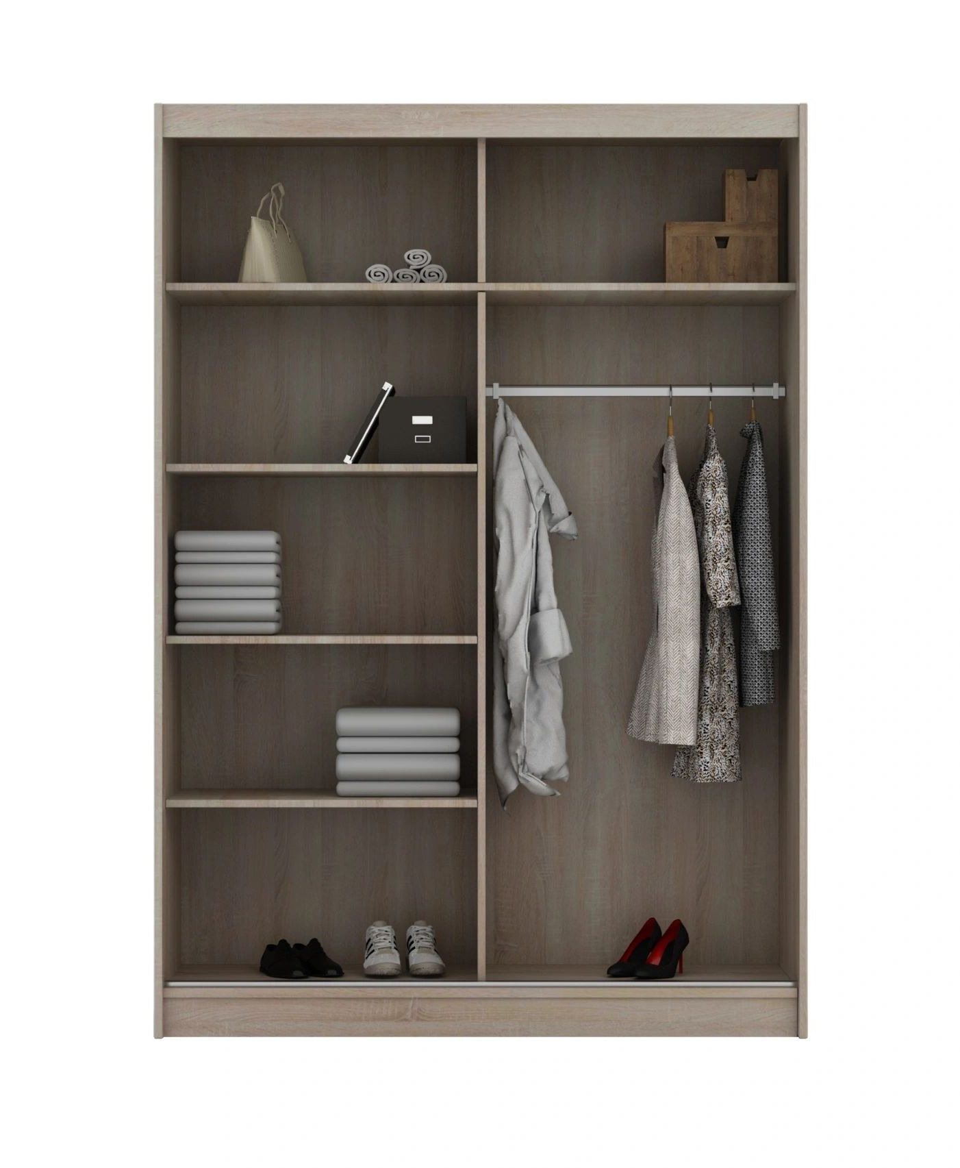 Marika 59-inch 2-Door Gloss Wood Wardrobe with Mirror