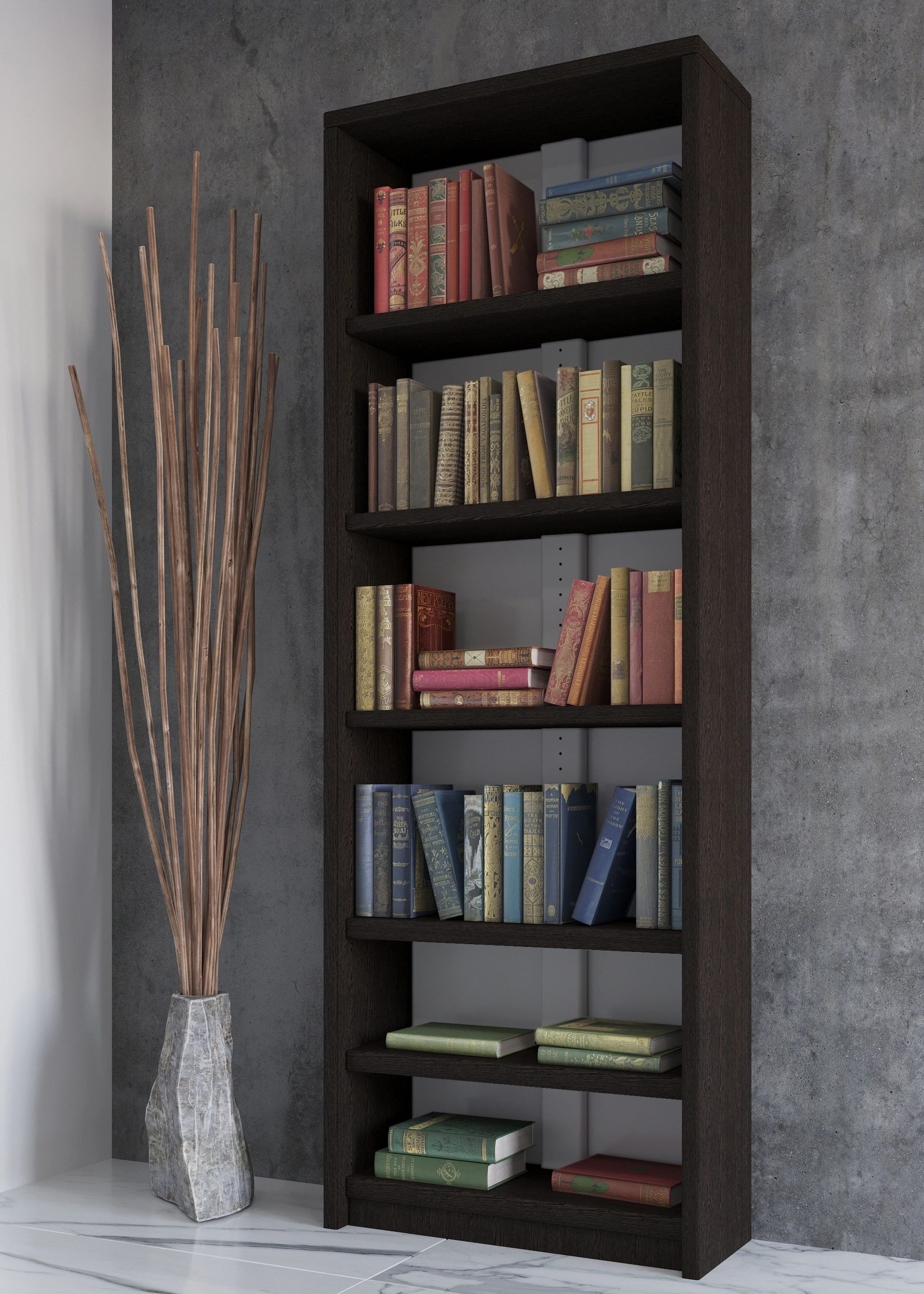 Wood 6 Shelves Bookcase