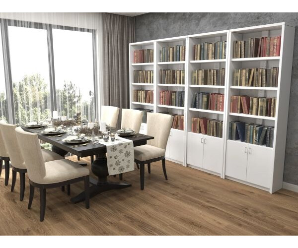 Wood 2-Door & 4 Shelves Bookcase