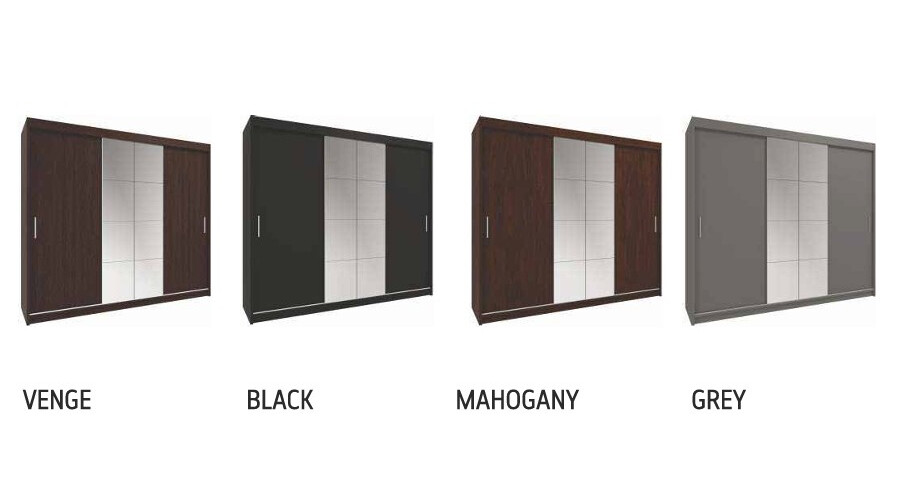 Peso 99-inch 2-Door Wood Wardrobe with Mirror