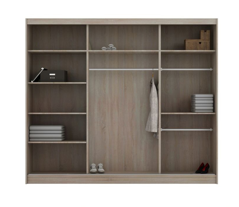 Peso 99-inch 2-Door Wood Wardrobe with Mirror