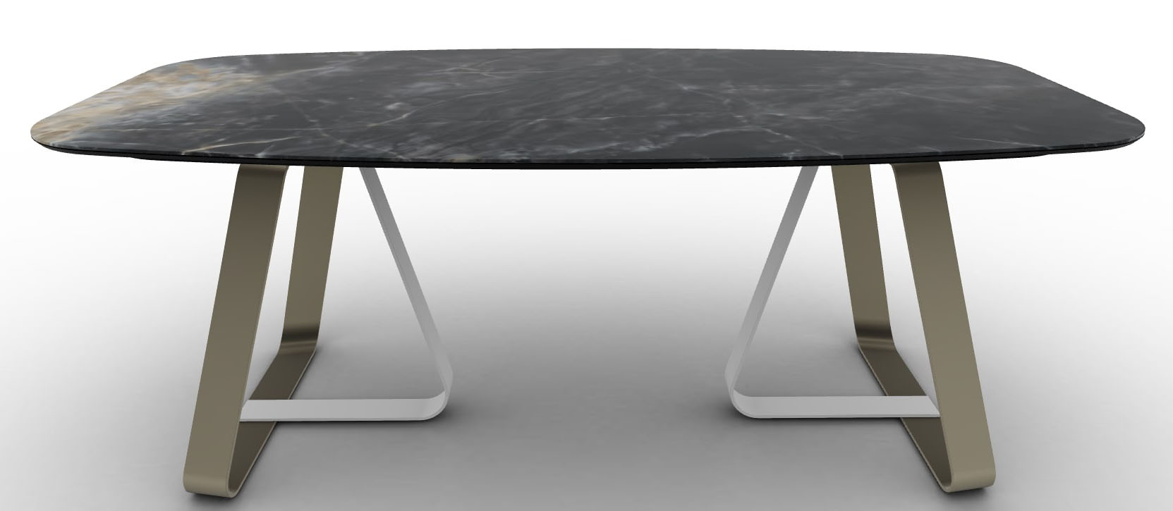 Sunshine W78.7-inch Ceramic/Metal Customizable Elliptical Dining Table