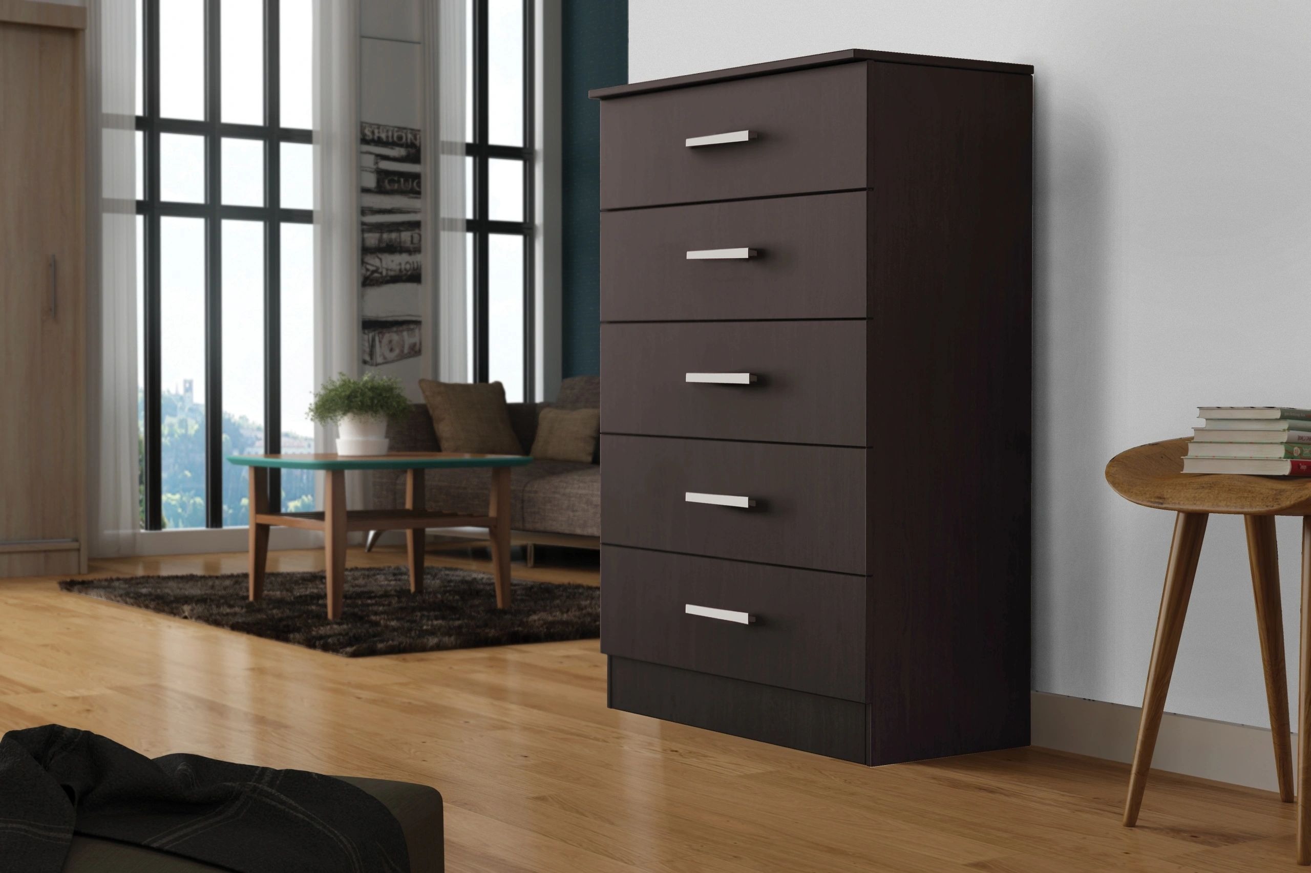 Jumbo Matte Wood Chest with 5 Drawers