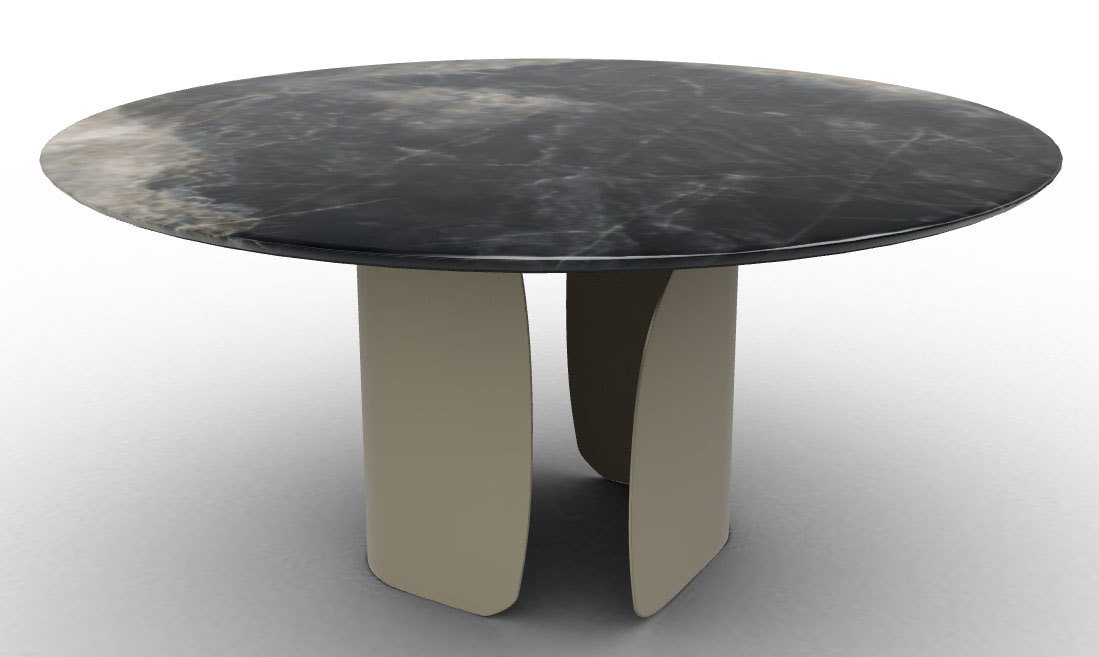 Twins W62.9-inch Ceramic/Metal Customizable Round Dining Table