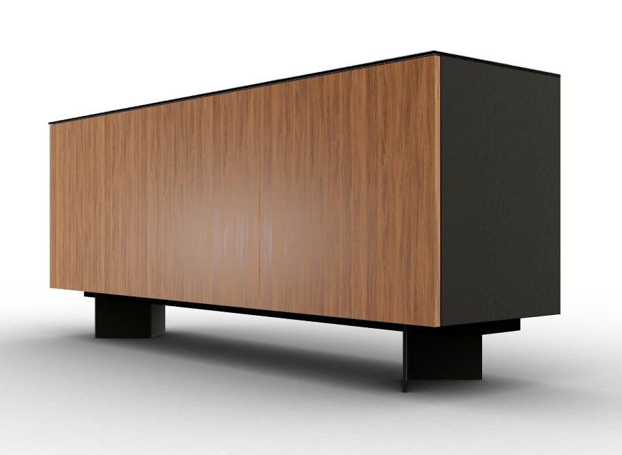 Universal Ceramic/Wood/Glass Customizable Sideboard w/3 Doors & Metal Base