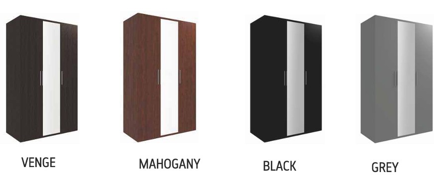 Bonnie 3-Door Wardrobe with Mirror