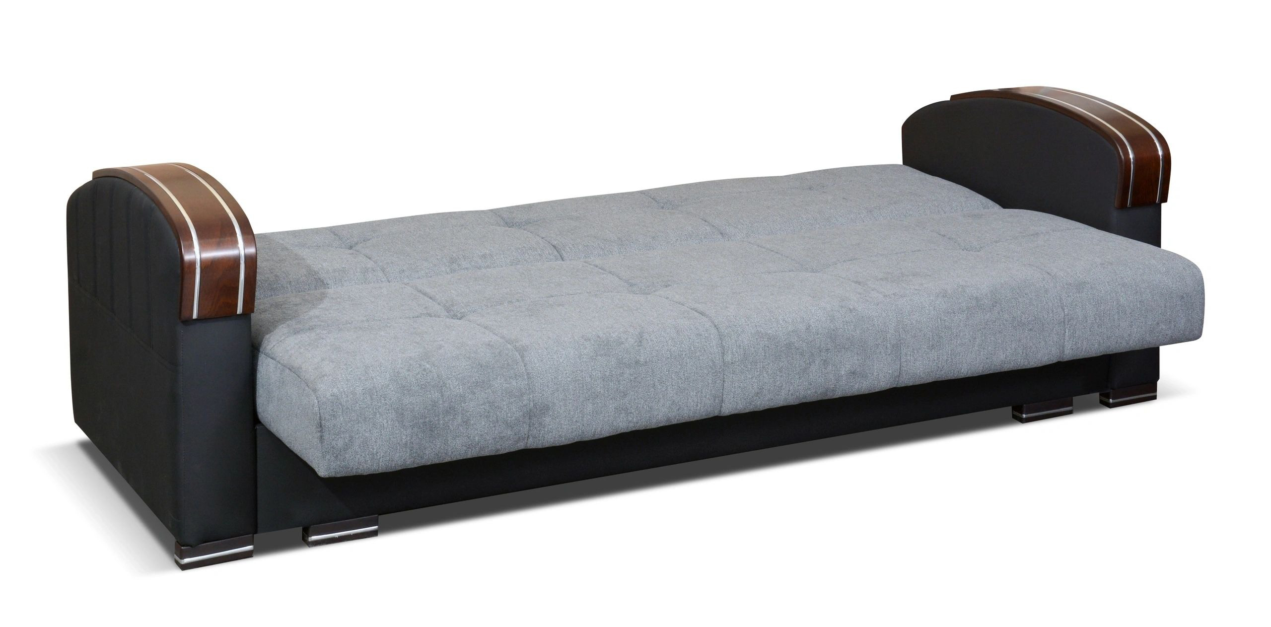 Samantha Fabric Seat/Back & Leather Sides Storage Sofa