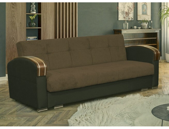 Samantha Fabric Seat/Back & Leather Sides Storage Living Room Set