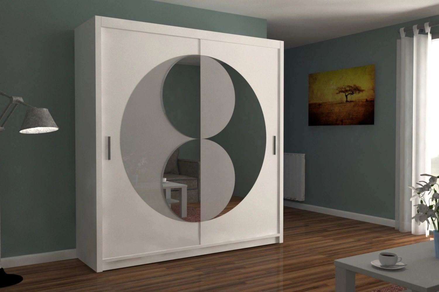 Rio 80-inch 2-Door Wood Wardrobe with Mirror