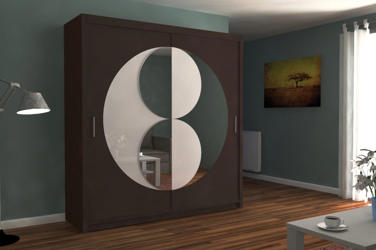 Rio 80-inch 2-Door Matte Wood Wardrobe with Mirror
