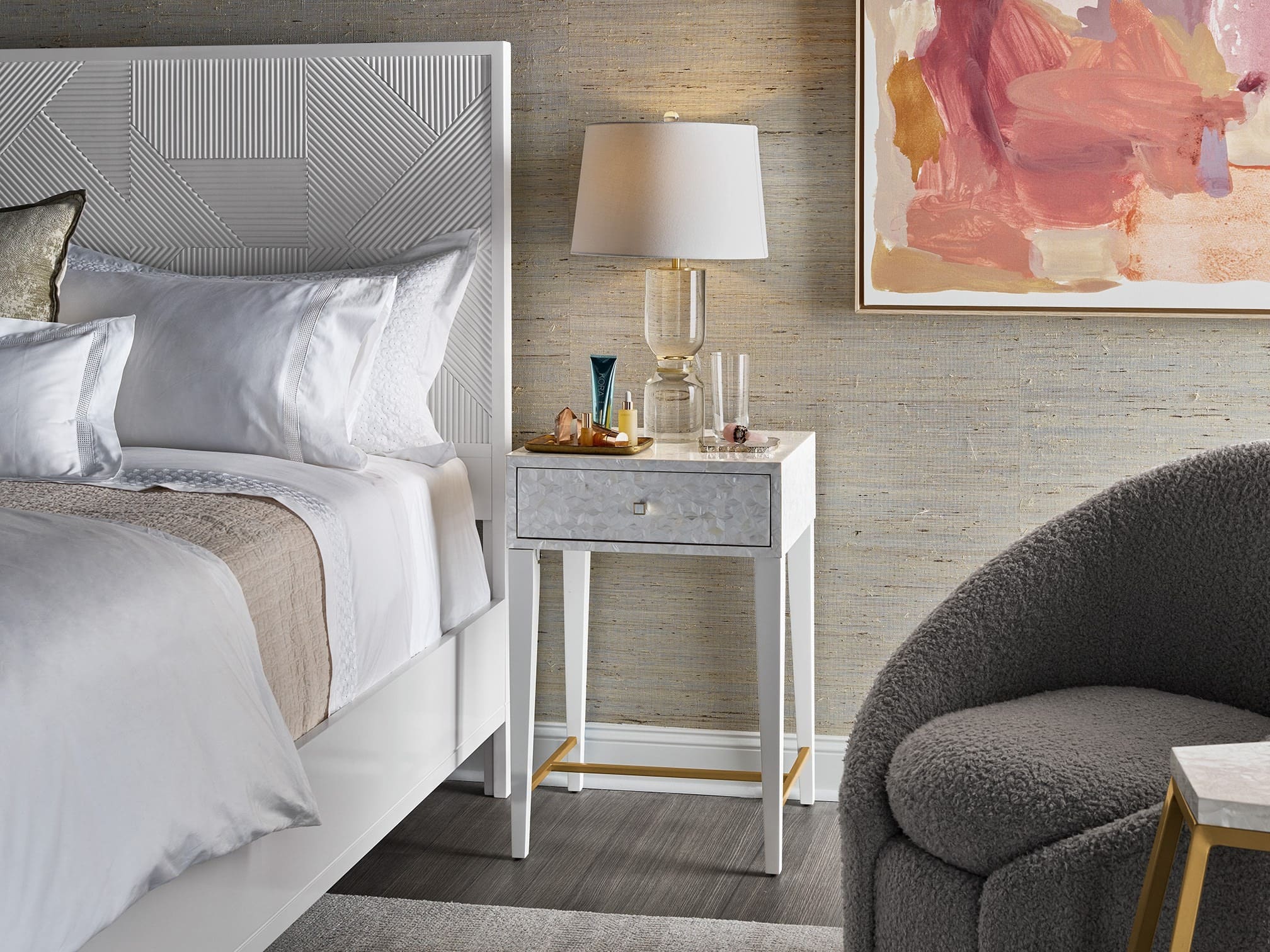 Love Joy Bliss Wood Bedside Table w/Drawer