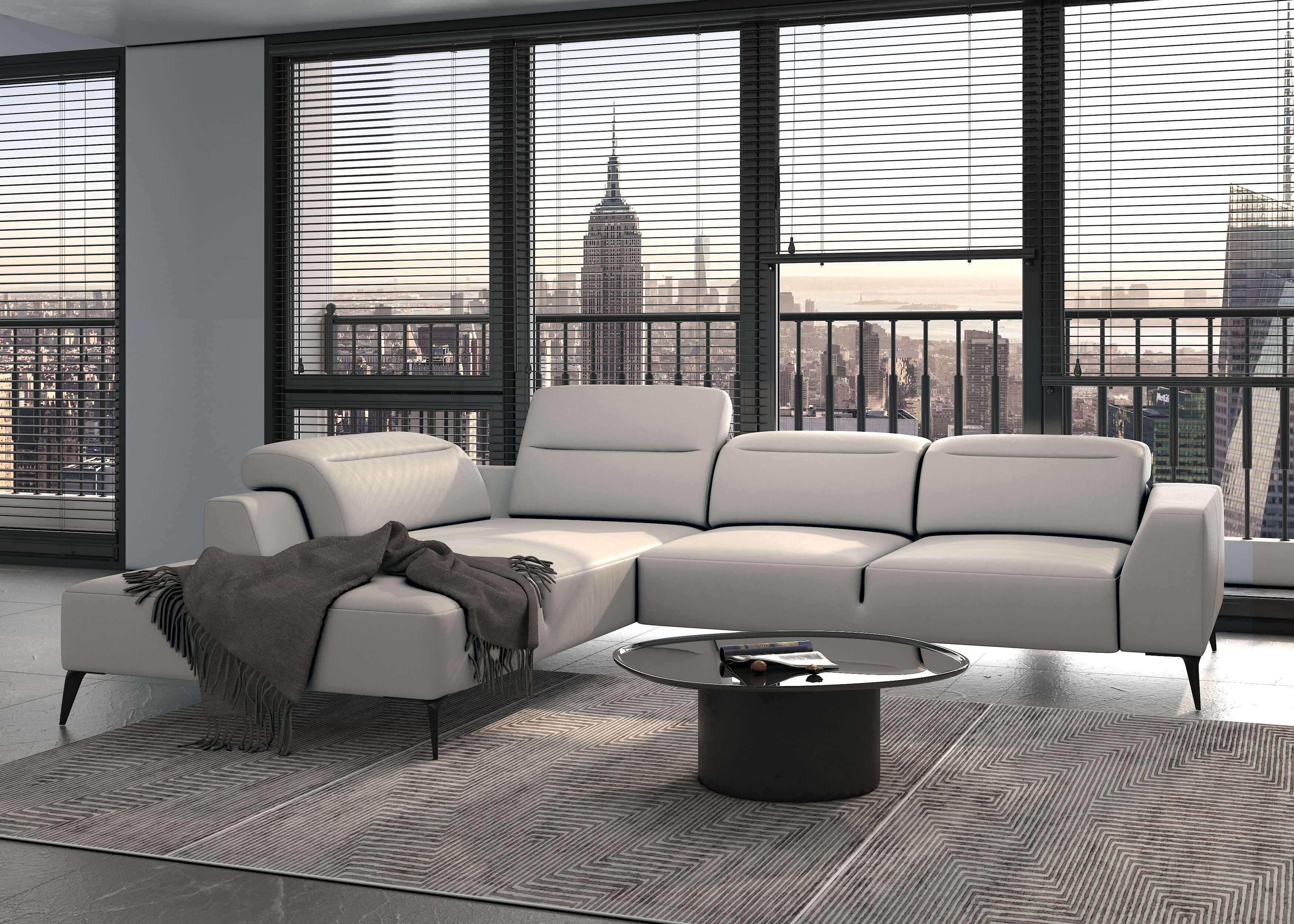 Luzzi 116" Premium Italian Leather Left Arm Chaise Sectional