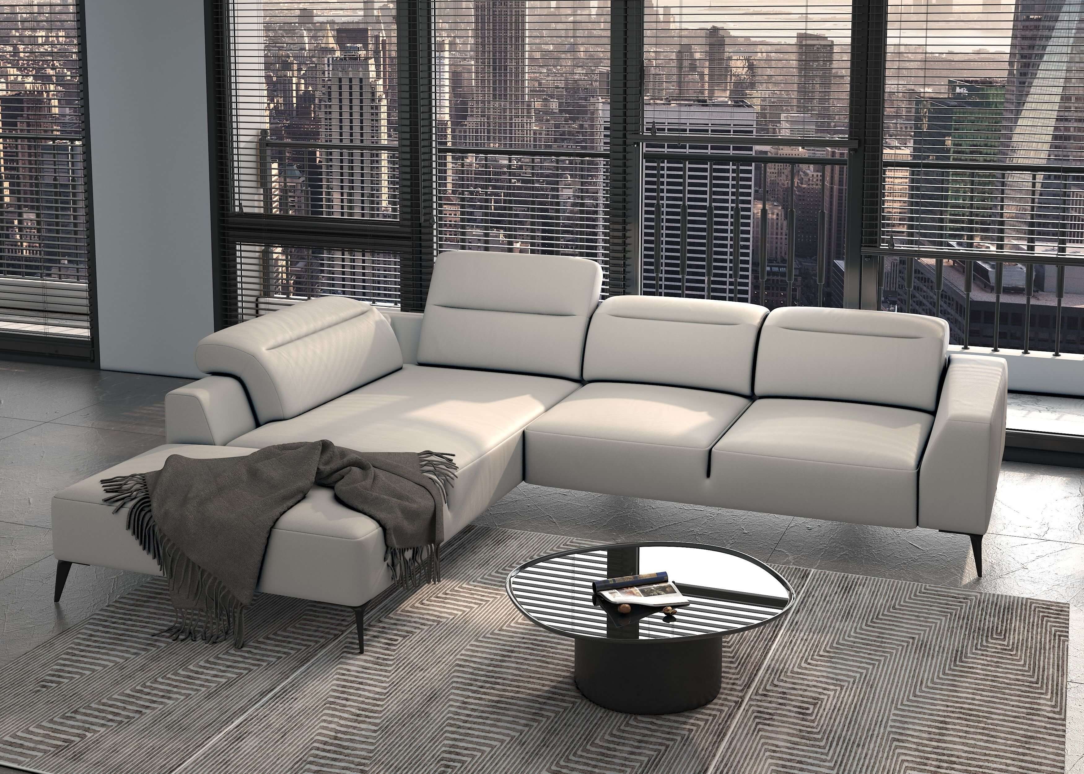 Luzzi 116" Premium Italian Leather Left Arm Chaise Sectional