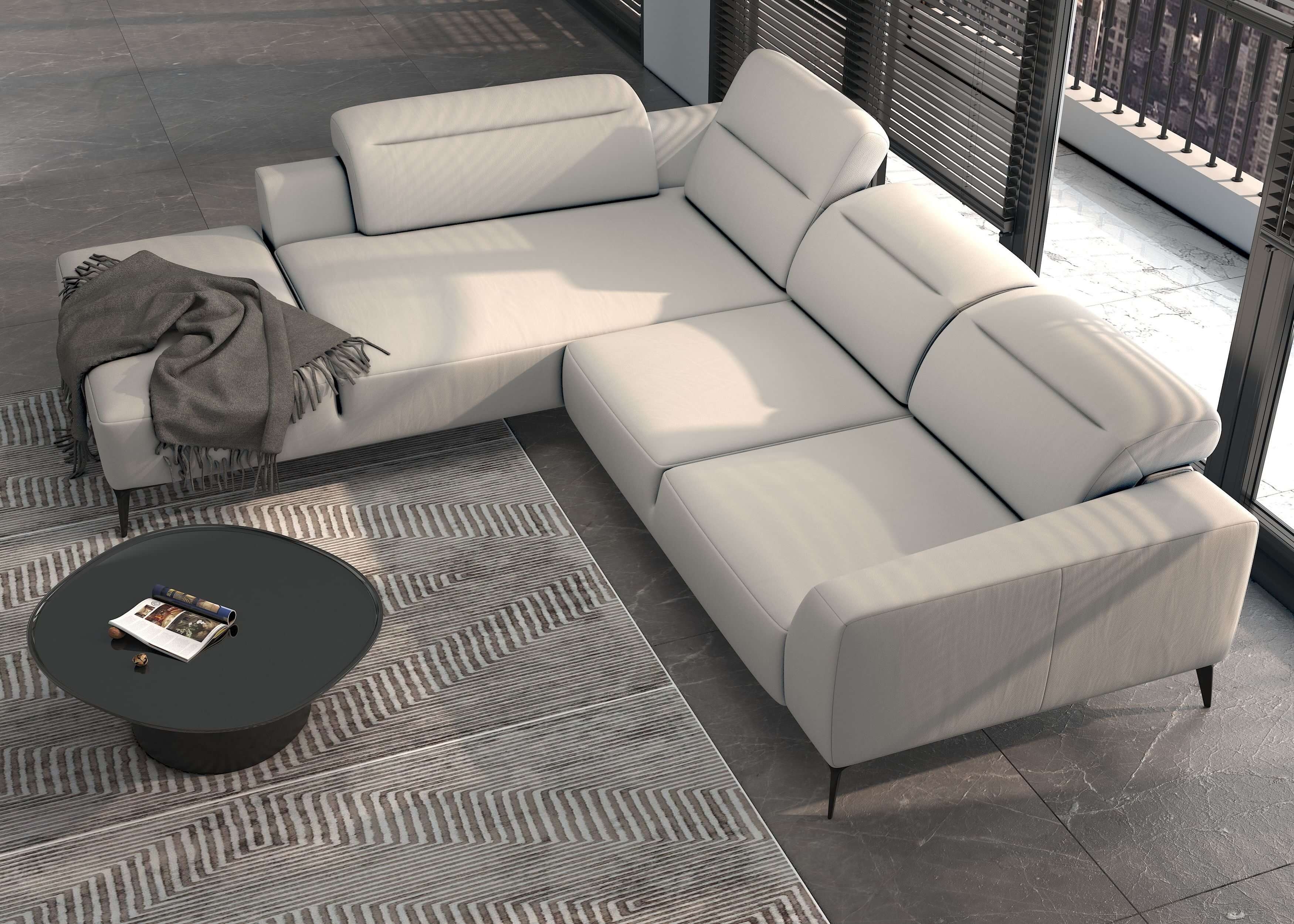 Luzzi 116" Premium Italian Leather Left Arm Chaise Sectional