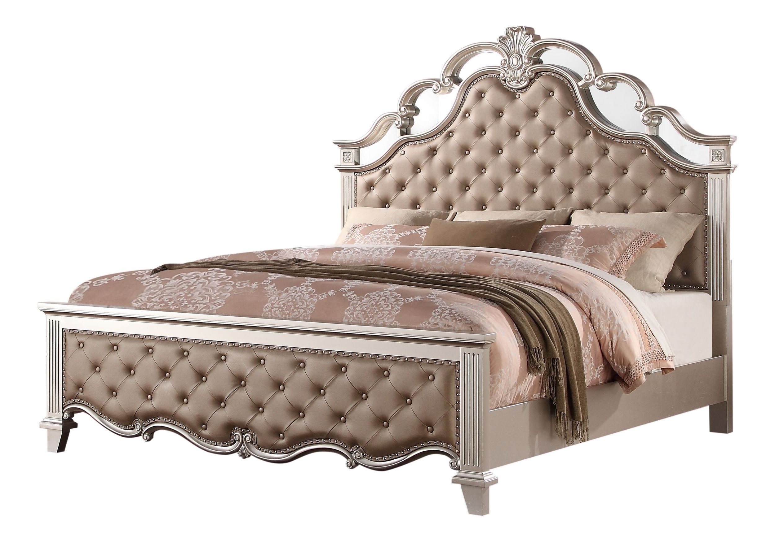 Sonia Bedroom Set with Faux Leather Upholstered Headboard & Storage Drawers