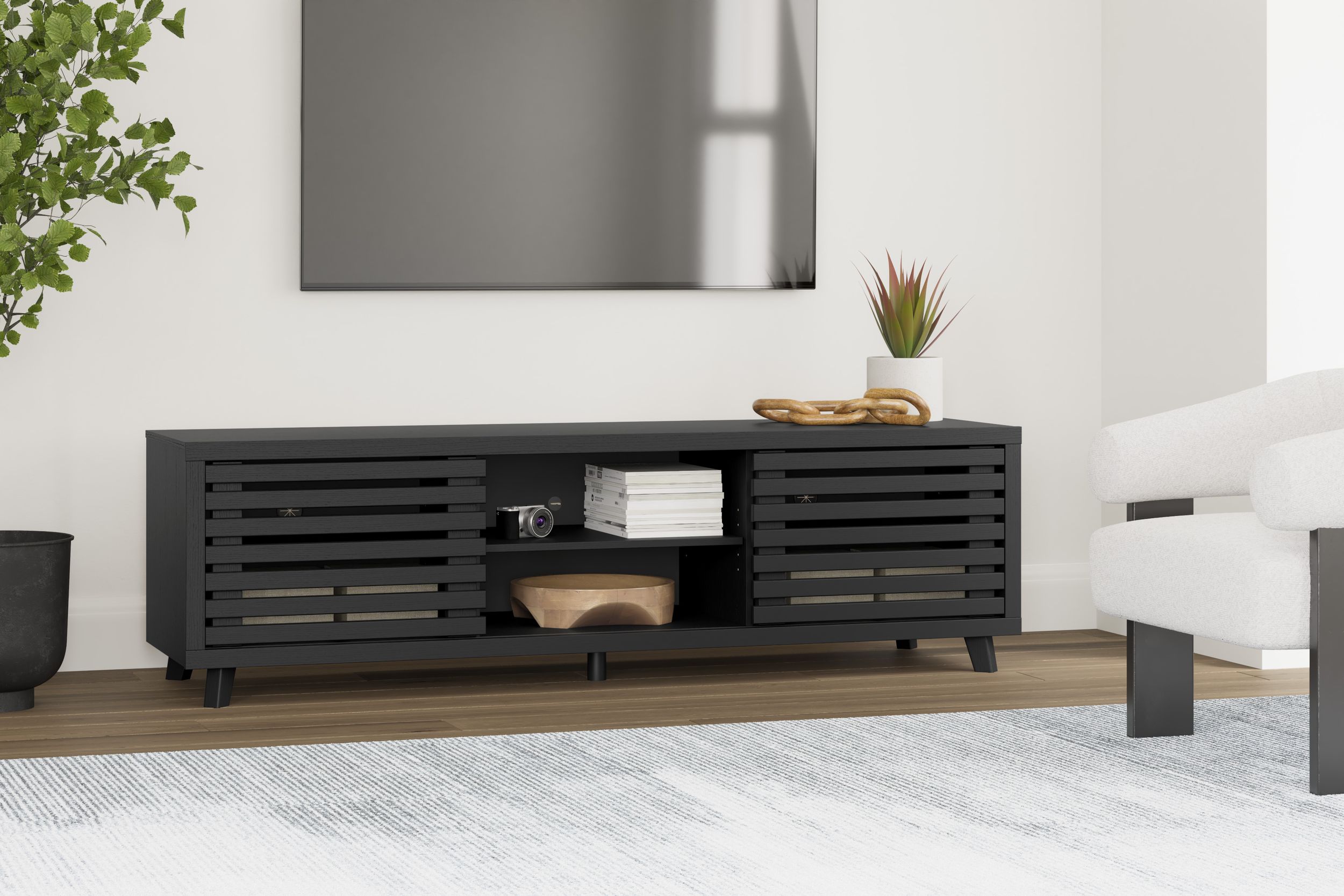 Danziar Extra Large Wood/MDF TV Stand w/2 Sliding Doors