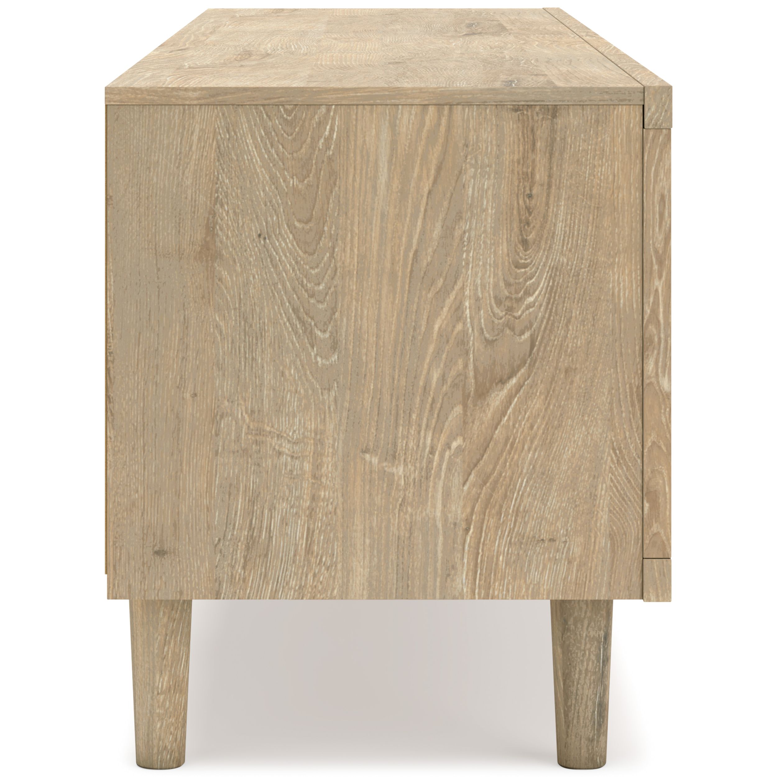 Cielden 72" XL Modern TV Stand - Two-Tone Oak & Beige Cane
