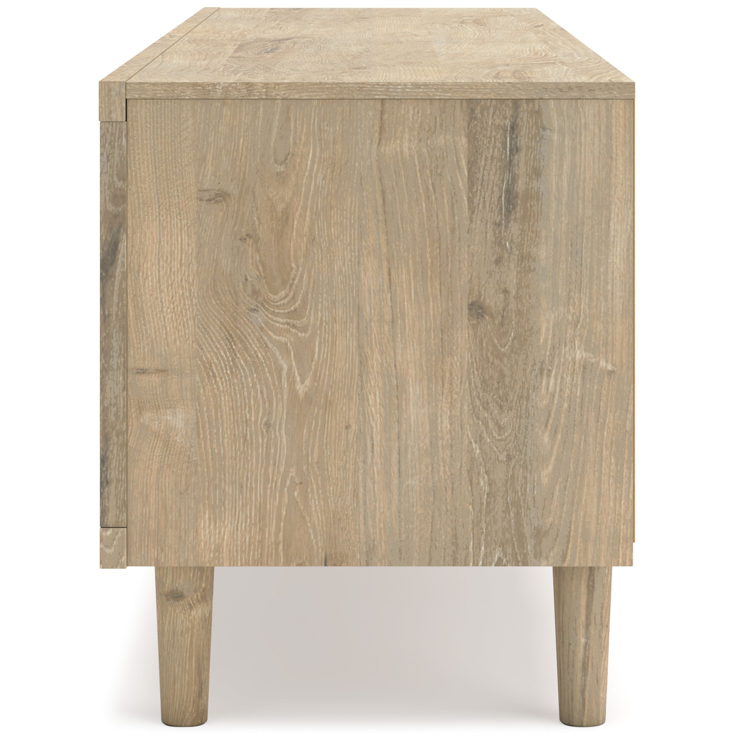 Cielden 72" XL Modern TV Stand - Two-Tone Oak & Beige Cane