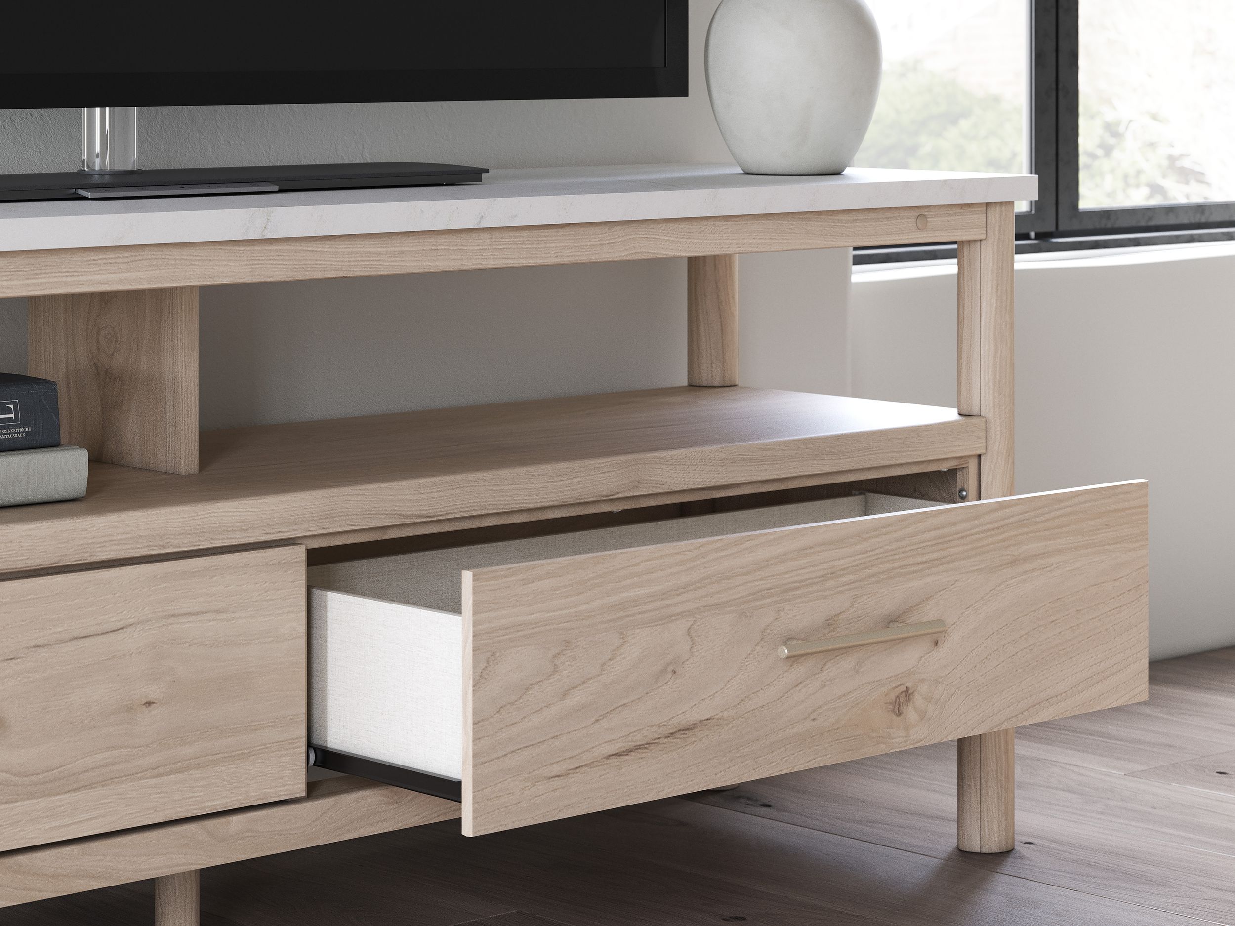 Cadmori Extra Large Wood/Marble TV Stand