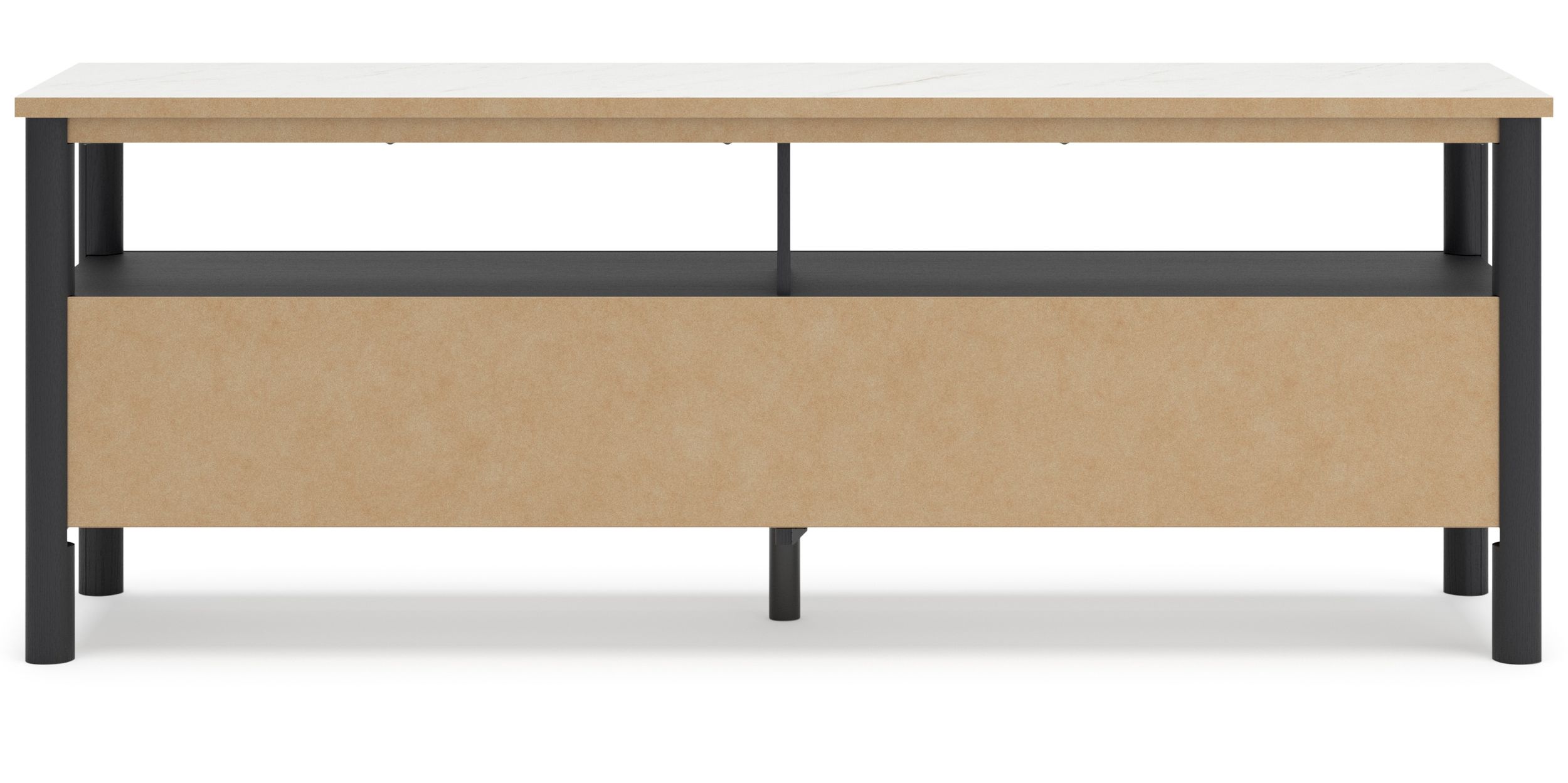Cadmori 74" XL Modern TV Stand - Black with White Marble Top