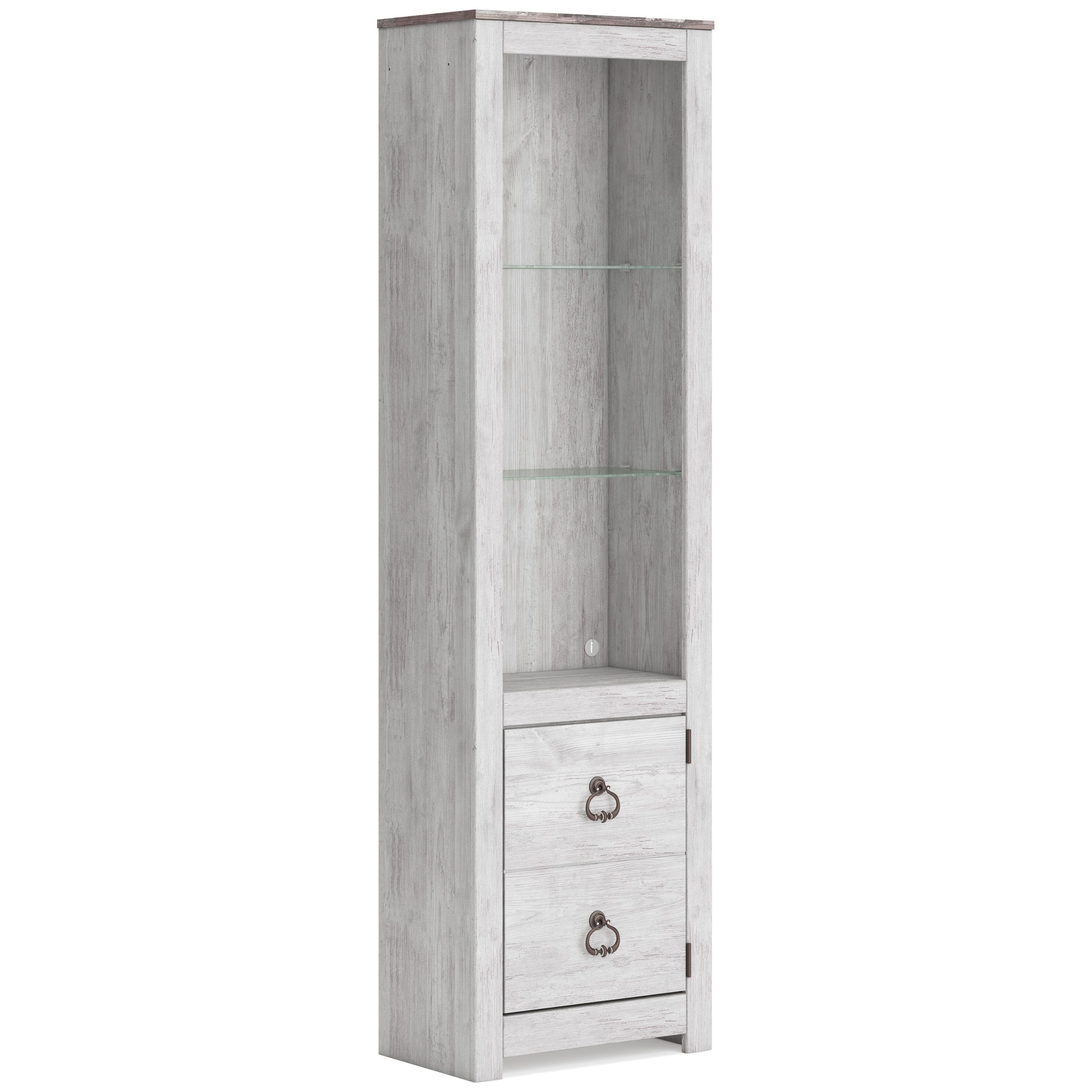 Willowton 4-Piece Coastal Entertainment Wall with Bridge - Whitewash