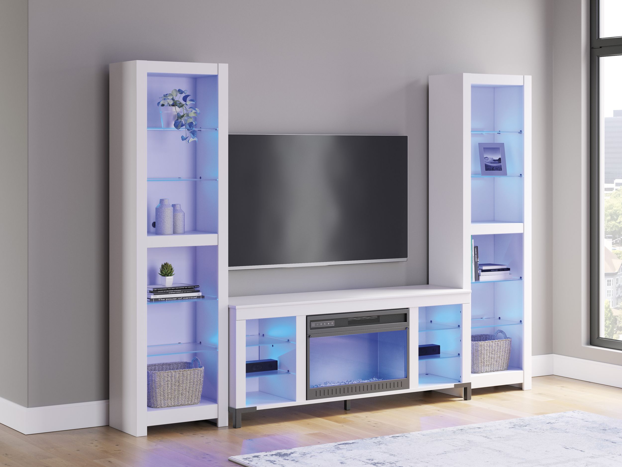 Brollevi 3-Piece Entertainment Center - White Modern Farmhouse