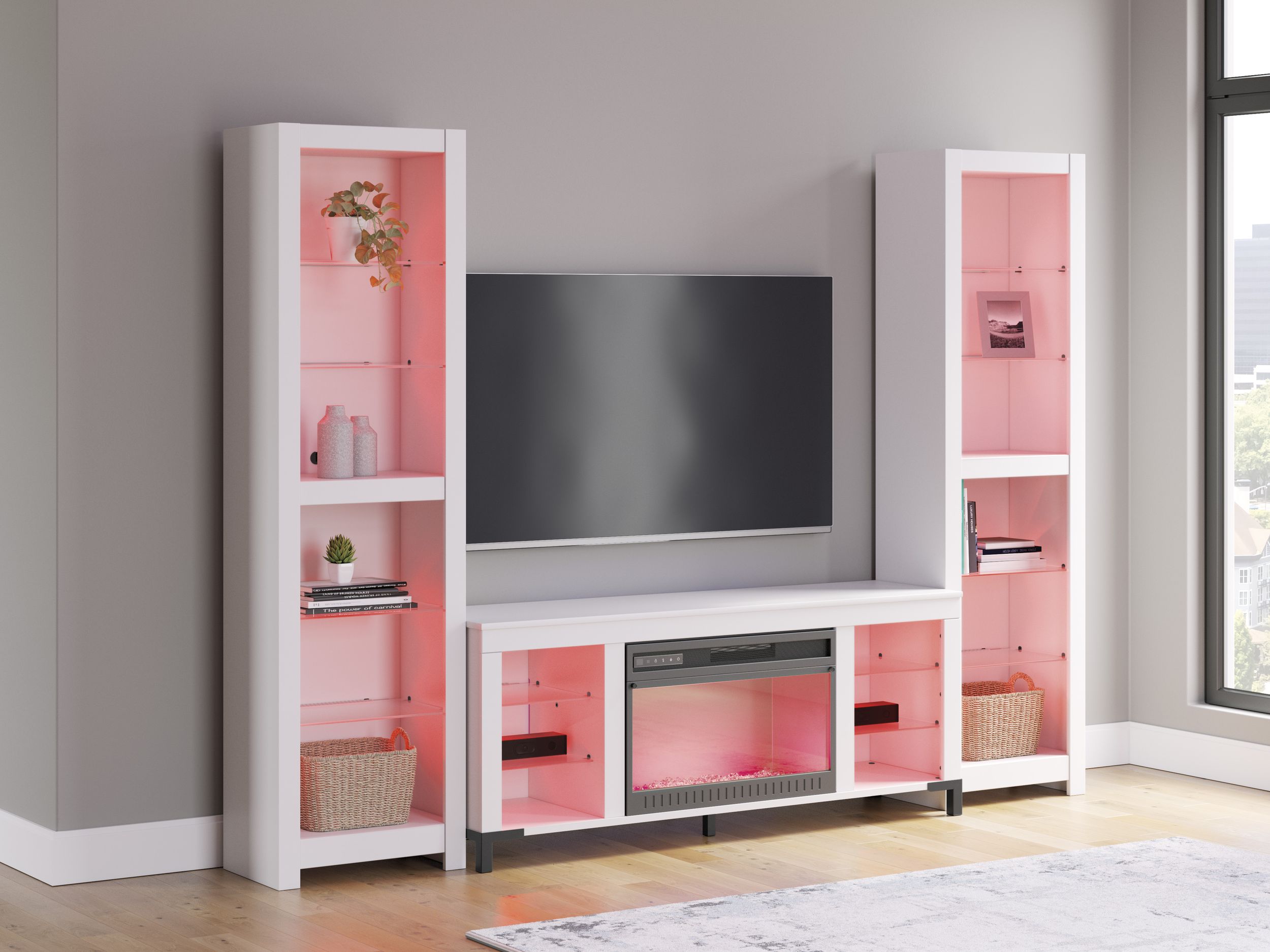 Brollevi 3-Piece Entertainment Center - White Modern Farmhouse