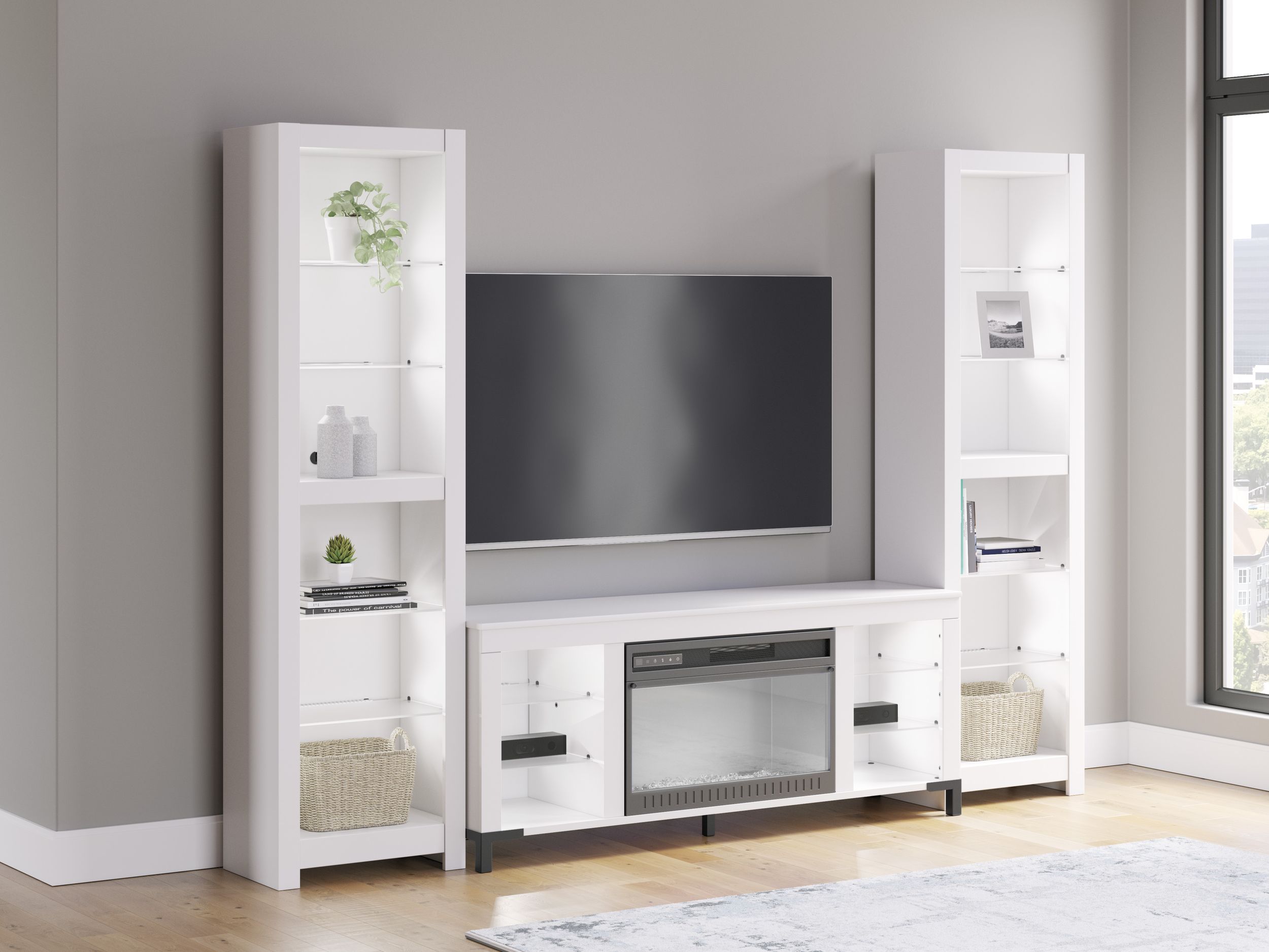 Brollevi 3-Piece Entertainment Center - White Modern Farmhouse