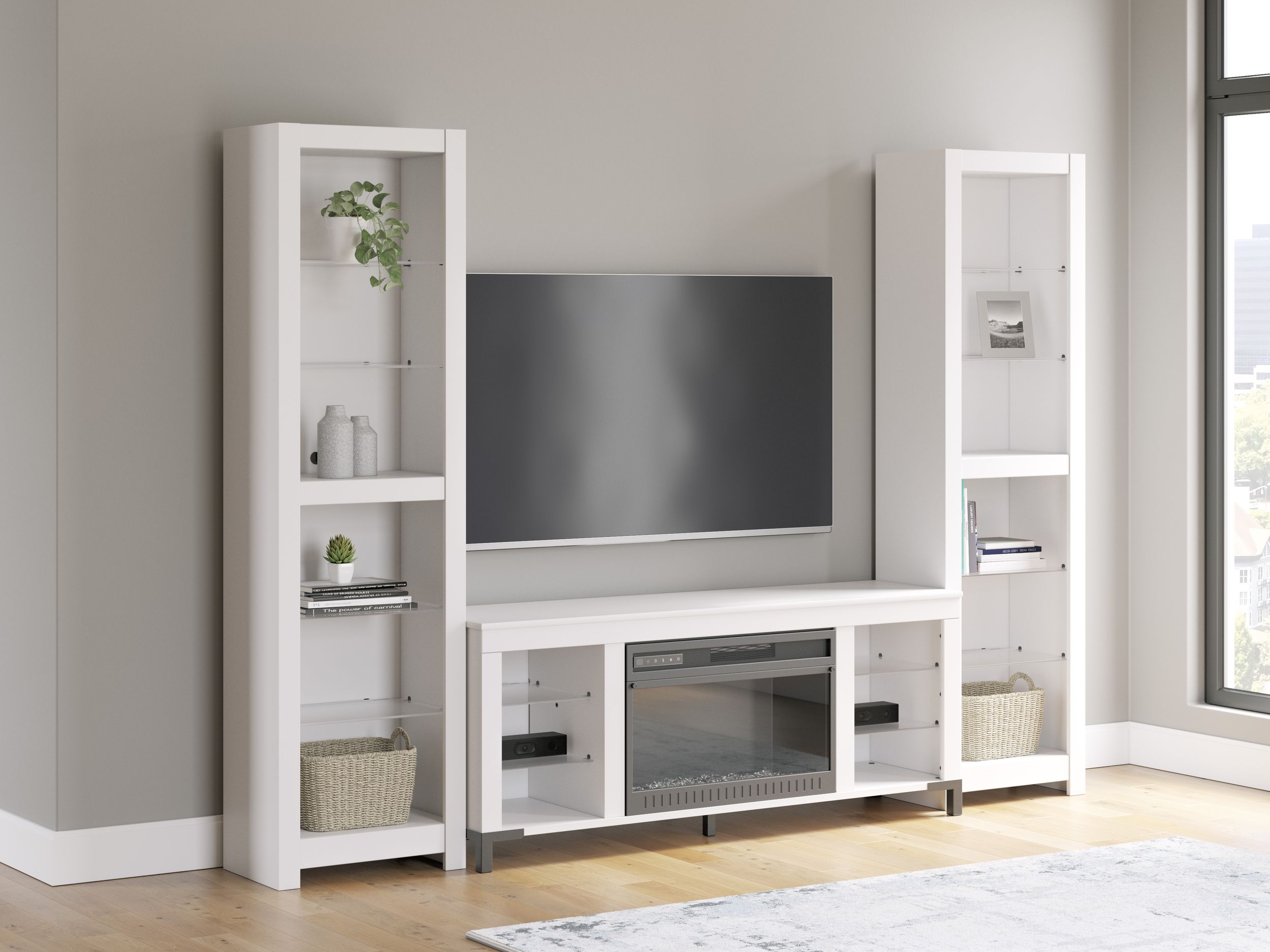 Brollevi 3-Piece Entertainment Center - White Modern Farmhouse