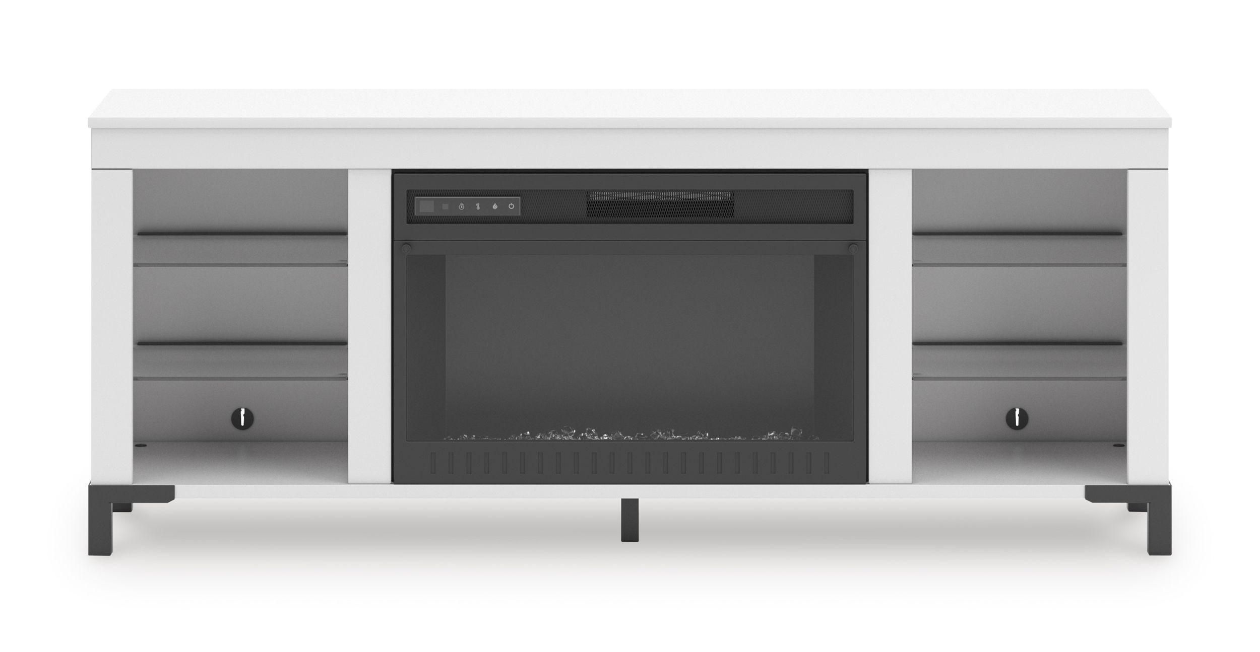 Brollevi 72" Modern White Fireplace TV Stand - LED Lighting & High Gloss