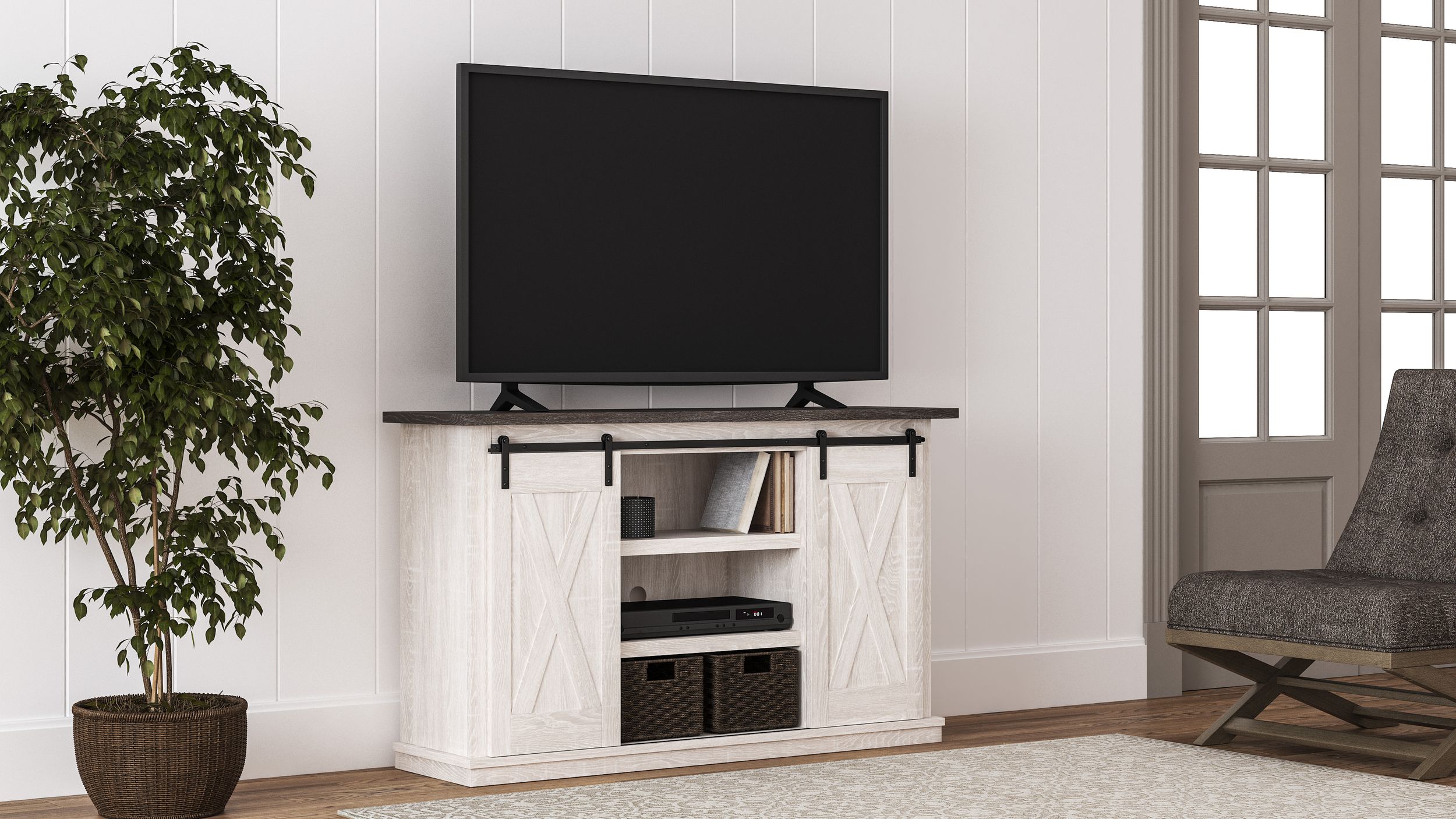 Dorrinson 53" Medium Industrial TV Stand - Gray & Charcoal