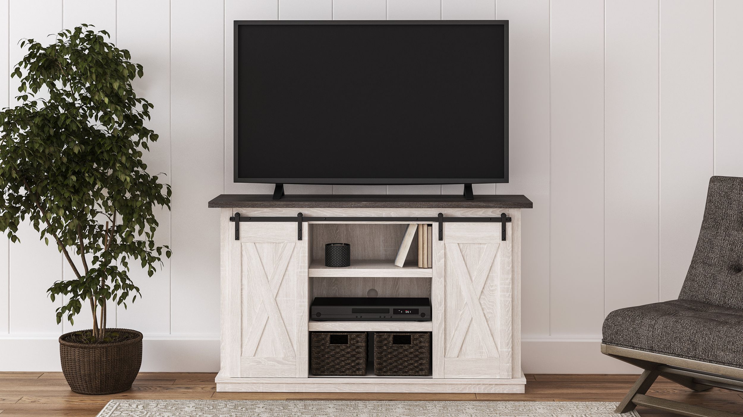 Dorrinson 53" Medium Industrial TV Stand - Gray & Charcoal