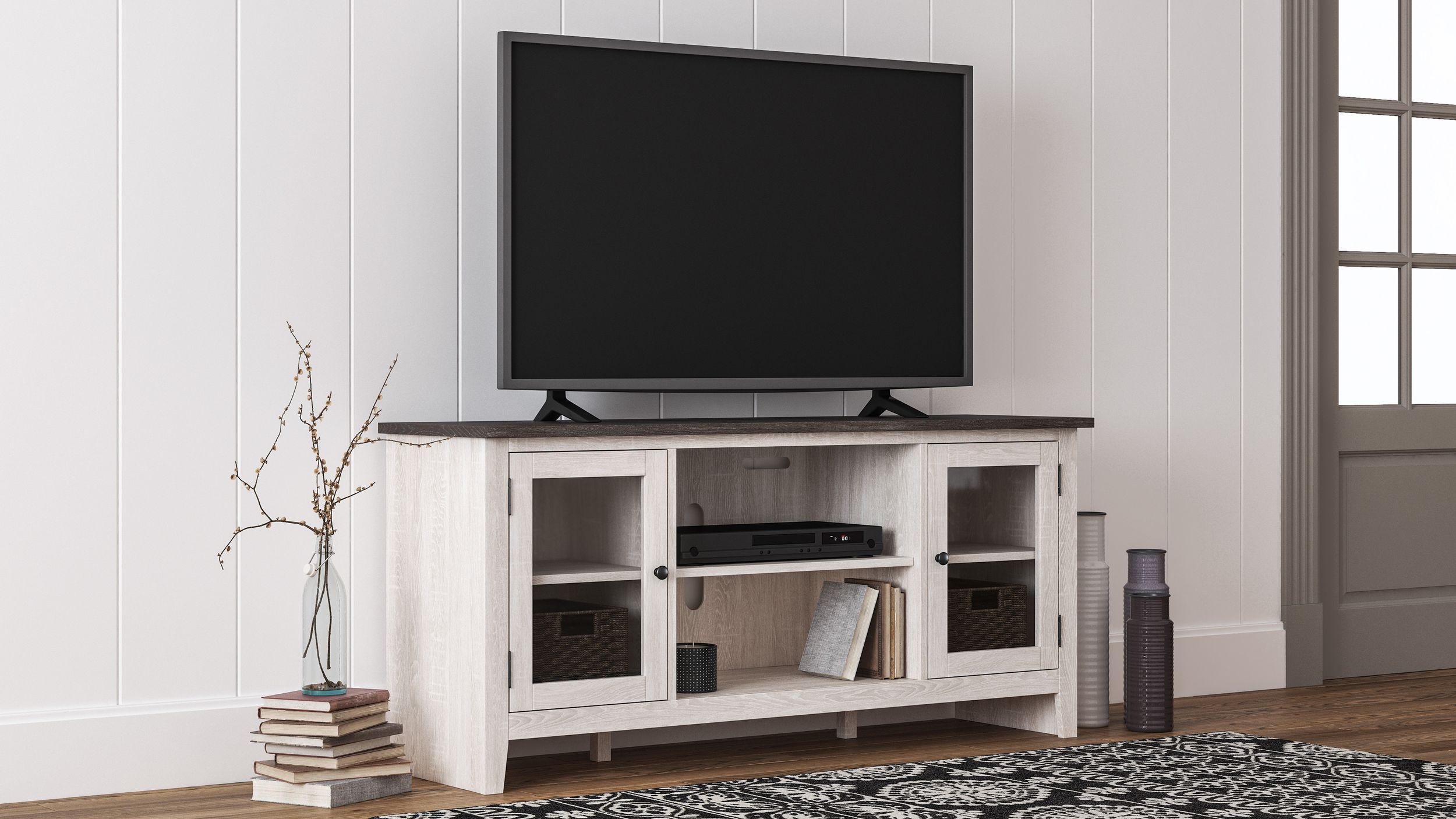 Dorrinson 63" Two-Tone Industrial TV Stand - Gray & Charcoal