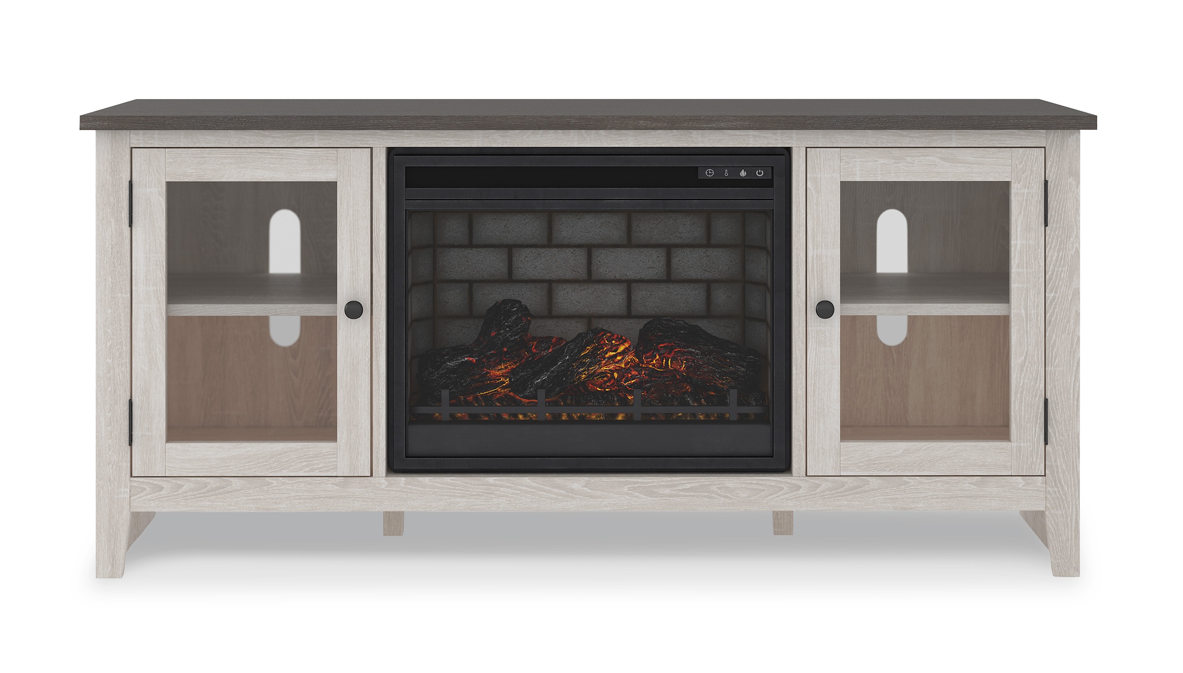 Dorrinson 60" Fireplace TV Stand - Two-Tone White & Oak