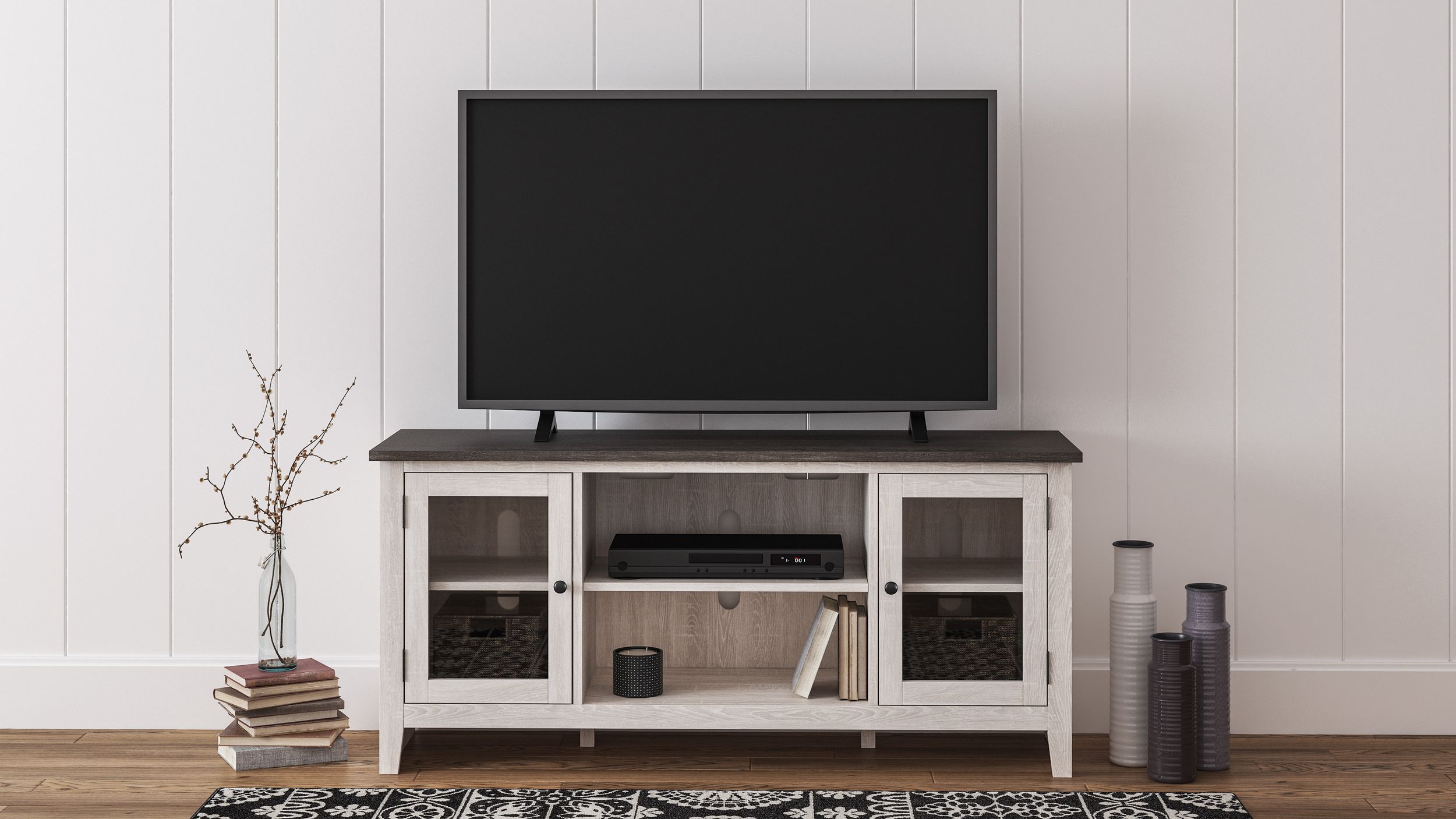 Dorrinson 63" Two-Tone Industrial TV Stand - Gray & Charcoal