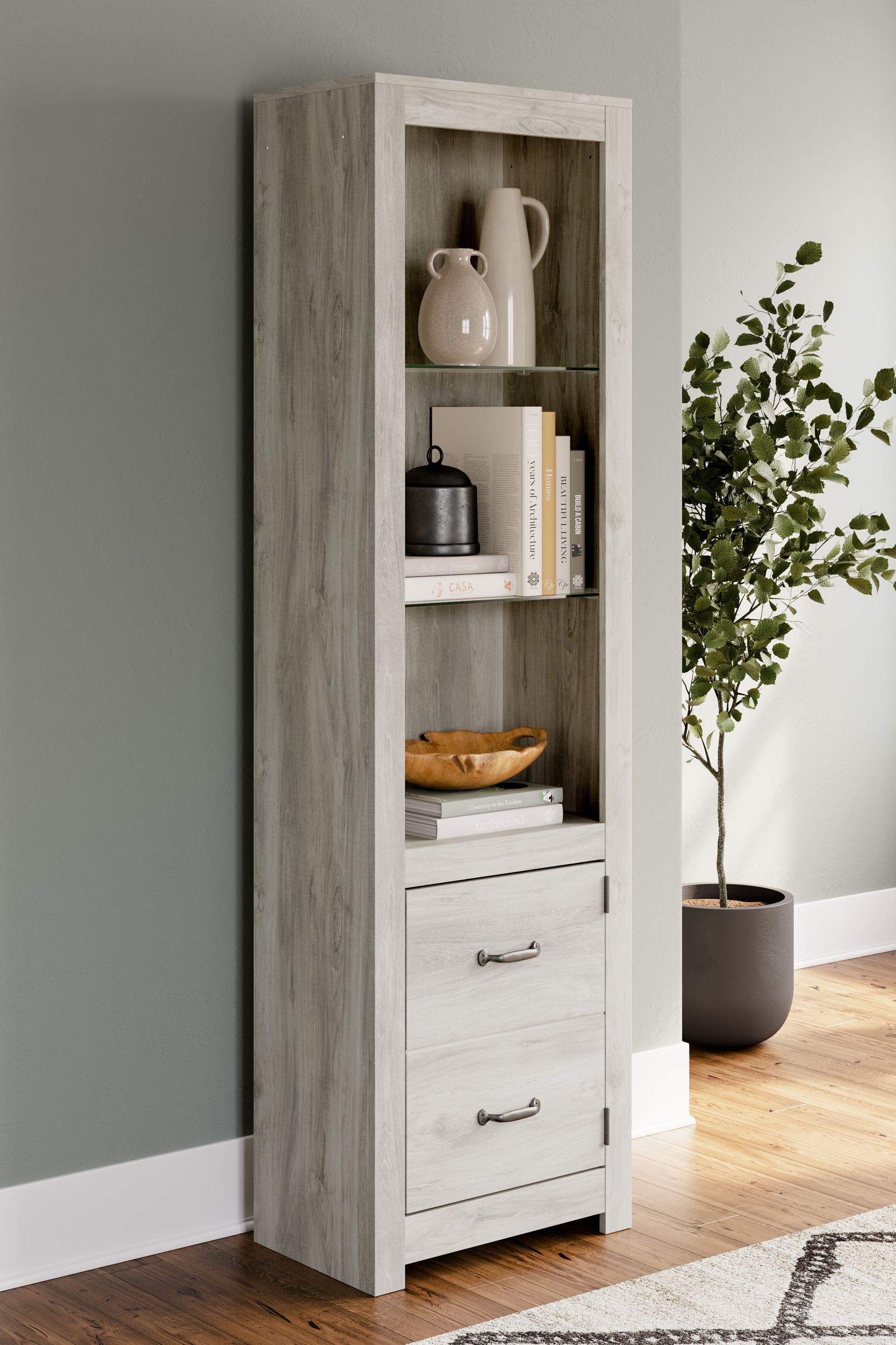 Bellaby 4-Piece Entertainment Wall with Bridge - Whitewash