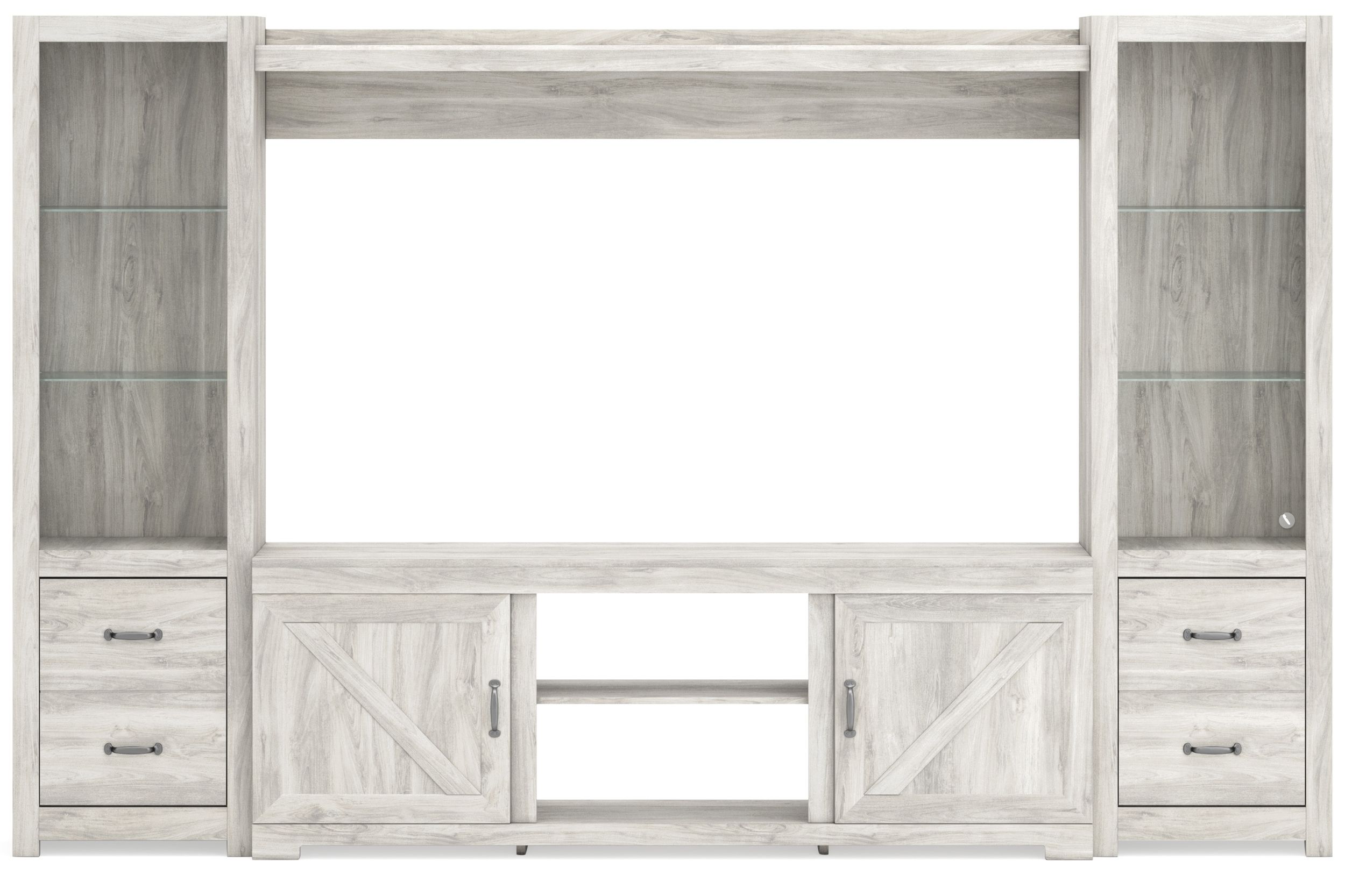 Bellaby 4-Piece Entertainment Wall with Bridge - Whitewash