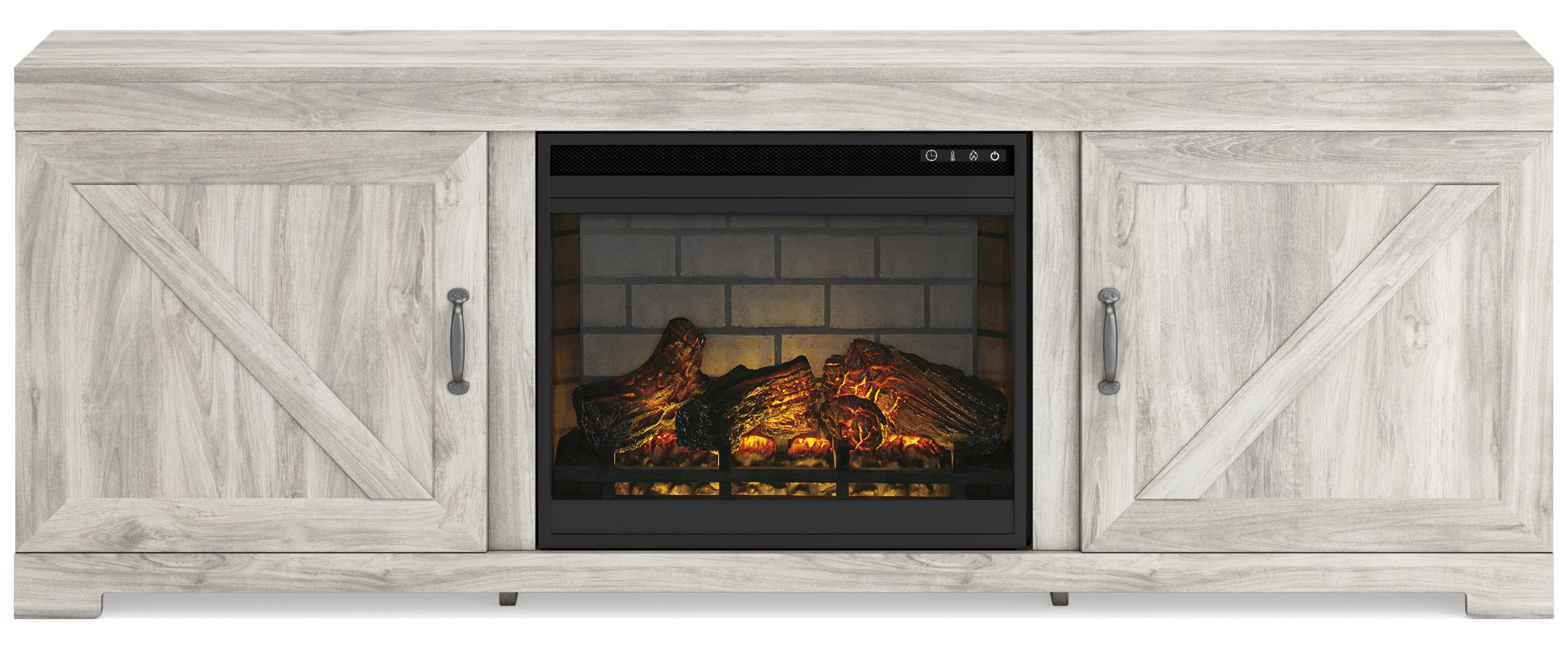 Bellaby 63" TV Stand with Electric Fireplace - Whitewash