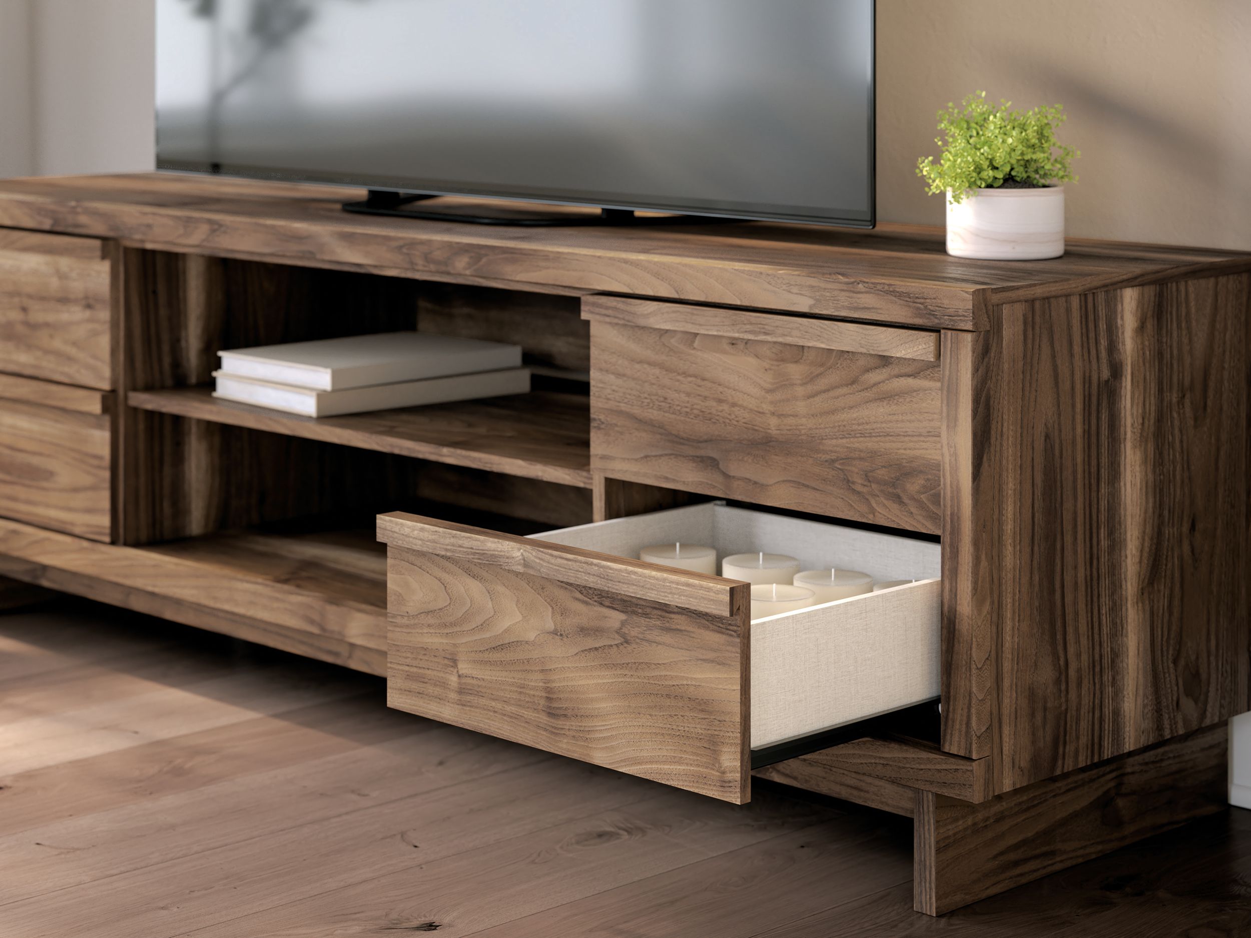 Zadilyn 74" XL Industrial TV Stand - Rustic Brown & Gunmetal