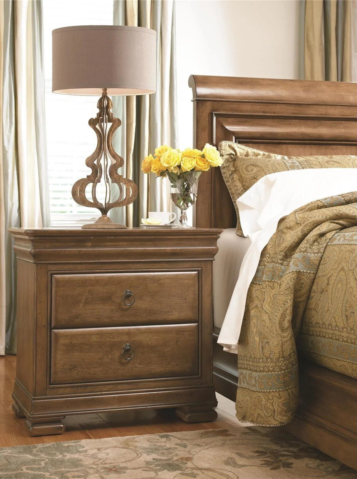 New Lou Wood Nightstand w/2 Drawers