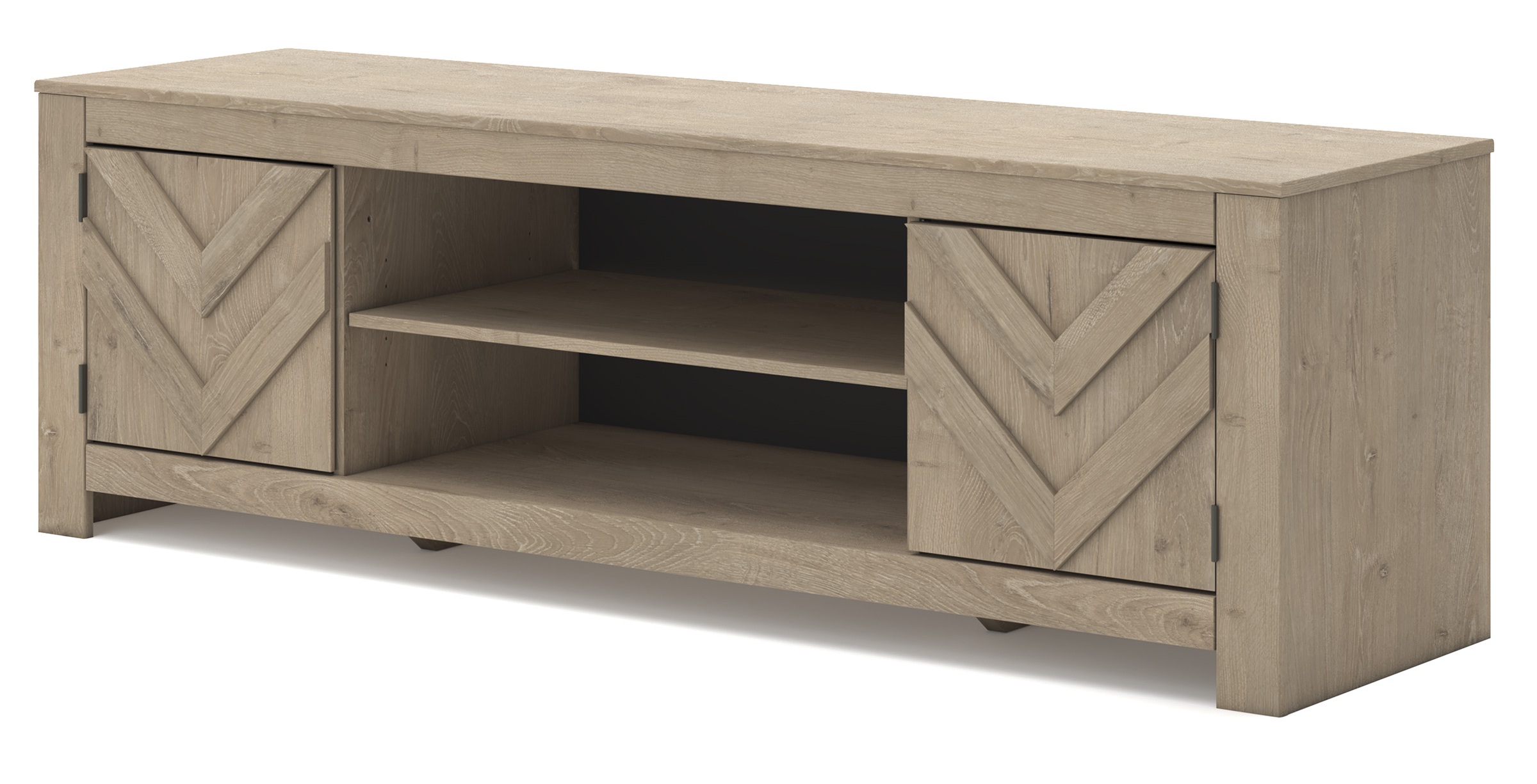 Cayboni 63" Modern Wood TV Stand - Tan & Gray Two-Tone