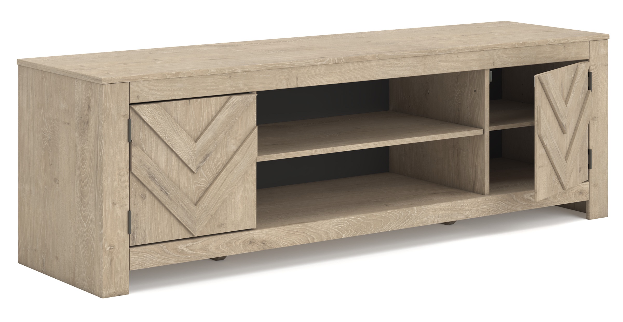 Cayboni 63" Modern Wood TV Stand - Tan & Gray Two-Tone