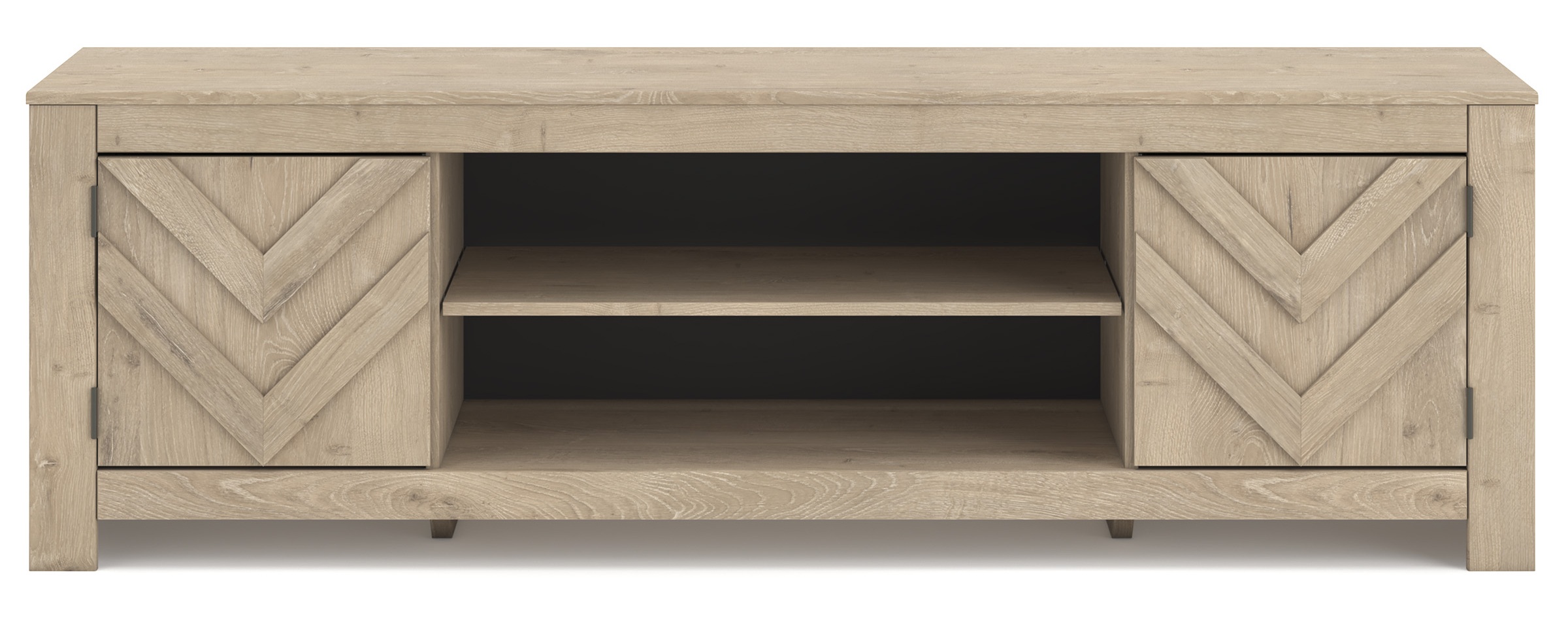 Cayboni 63" Modern Wood TV Stand - Tan & Gray Two-Tone