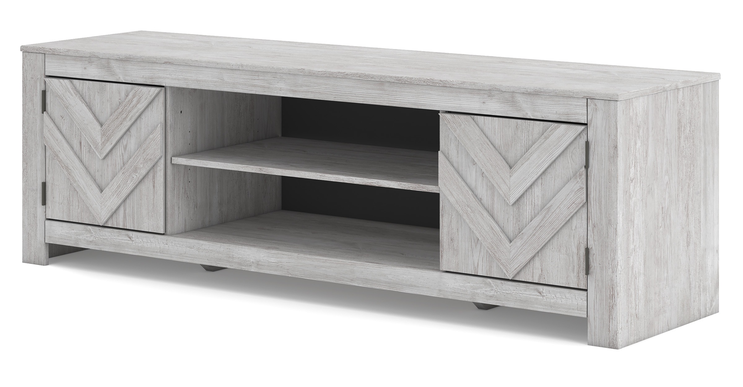 Cayboni 63" Modern Farmhouse TV Stand - Whitewash & Gray