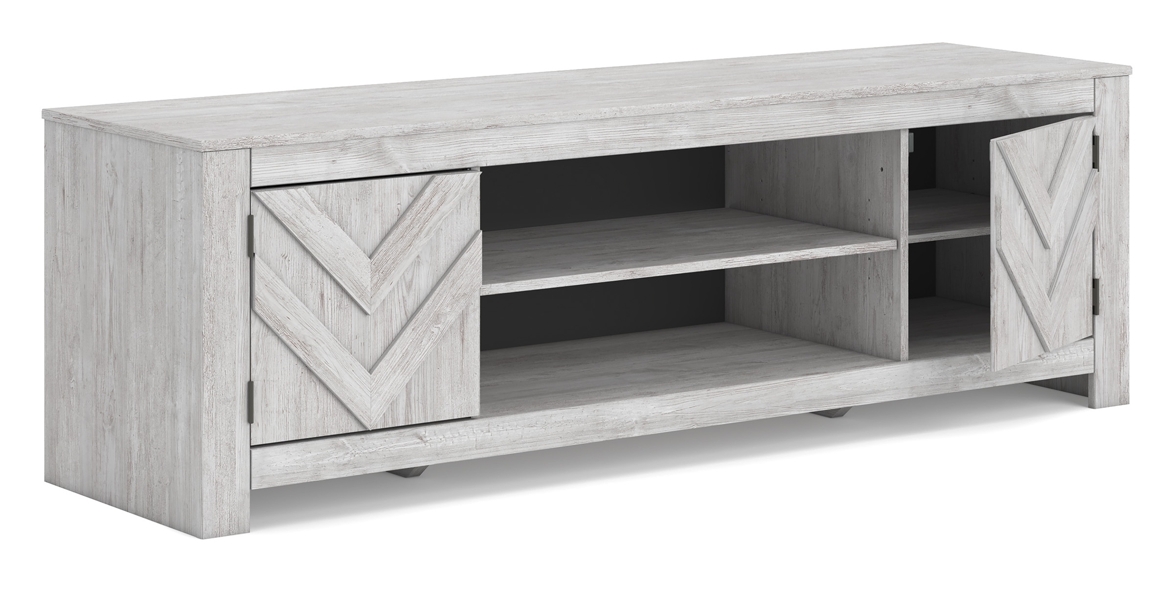 Cayboni 63" Modern Farmhouse TV Stand - Whitewash & Gray
